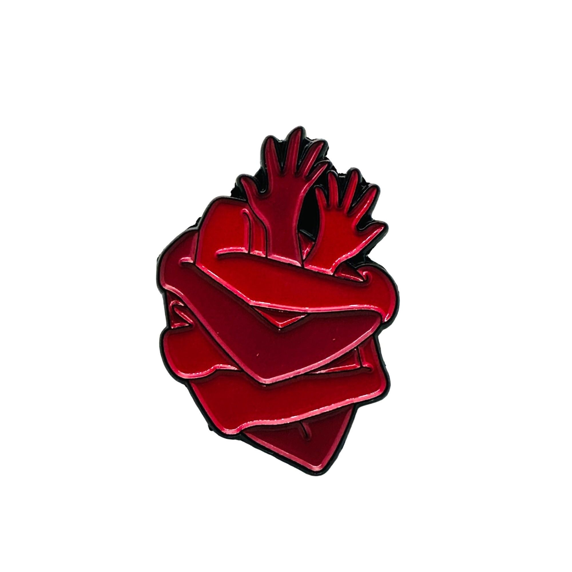 Other ❤️Red Enamel Pin Couple Hug Together Heart Shape Love Brooch Size ONE SIZE - 4 Thumbnail