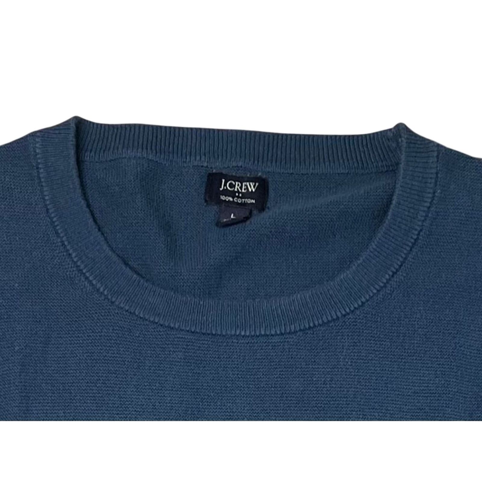 J.Crew J. Crew 100% Cotton Garter Stitch Blue Sweater LARGE Preppy Size US L / EU 52-54 / 3 - 2 Thumbnail