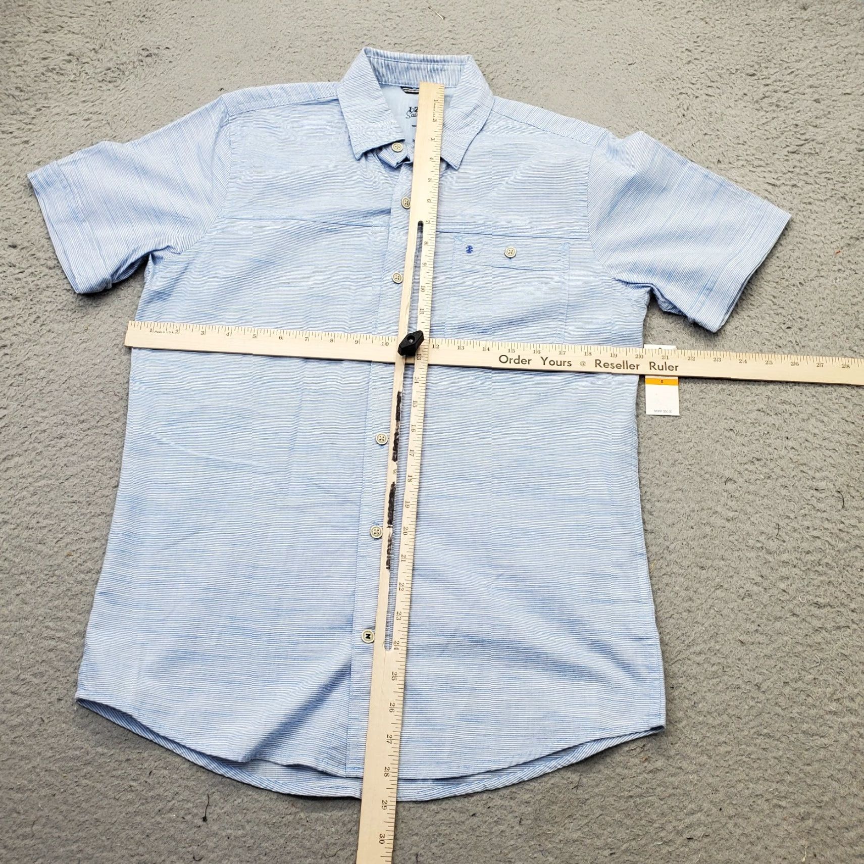 Izod IZOD Saltwater Shirt Mens Small Blue Pinstripe Short Sleeve Button-Up Size US S / EU 44-46 / 1 - 3 Thumbnail