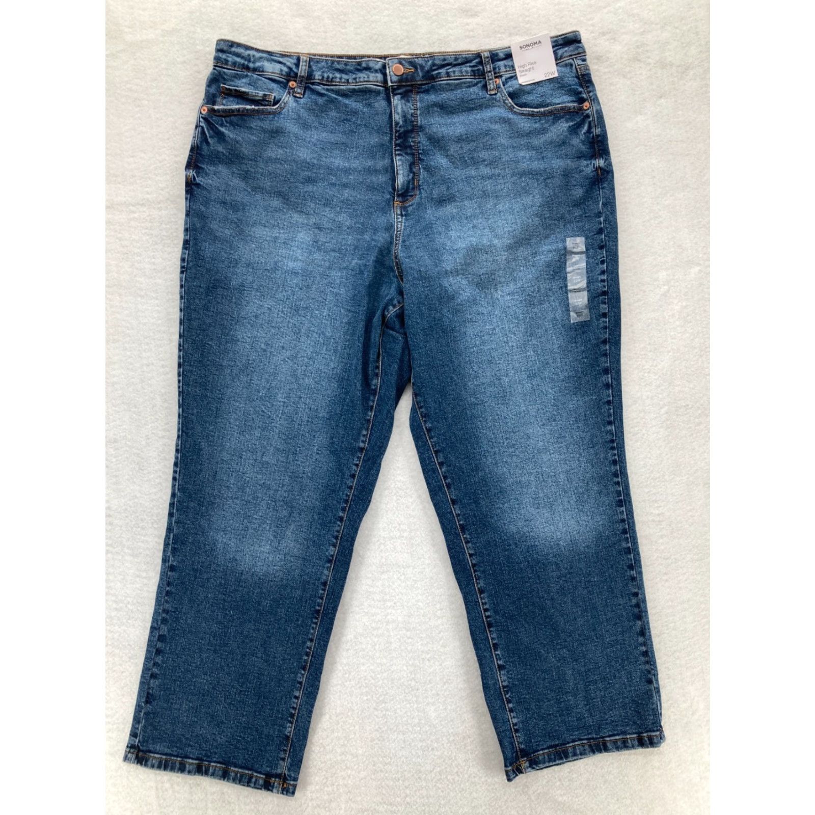 Vintage Sonoma Jeans Women's Plus 22W High Rise Straight Leg Blue Stretch Denim Comfort Shirt Mens Womens? Size 40" / US 18 - 2 Thumbnail