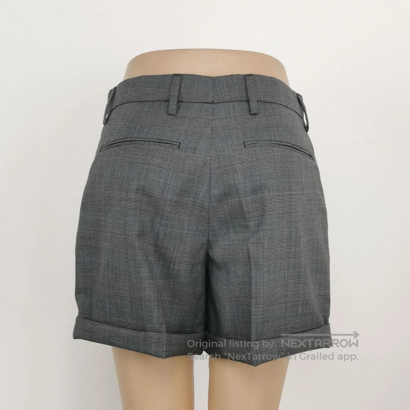 Prada Prada Gray Wool Plaid Cuffed Shorts Size 36 . Size 35" - 2 Thumbnail