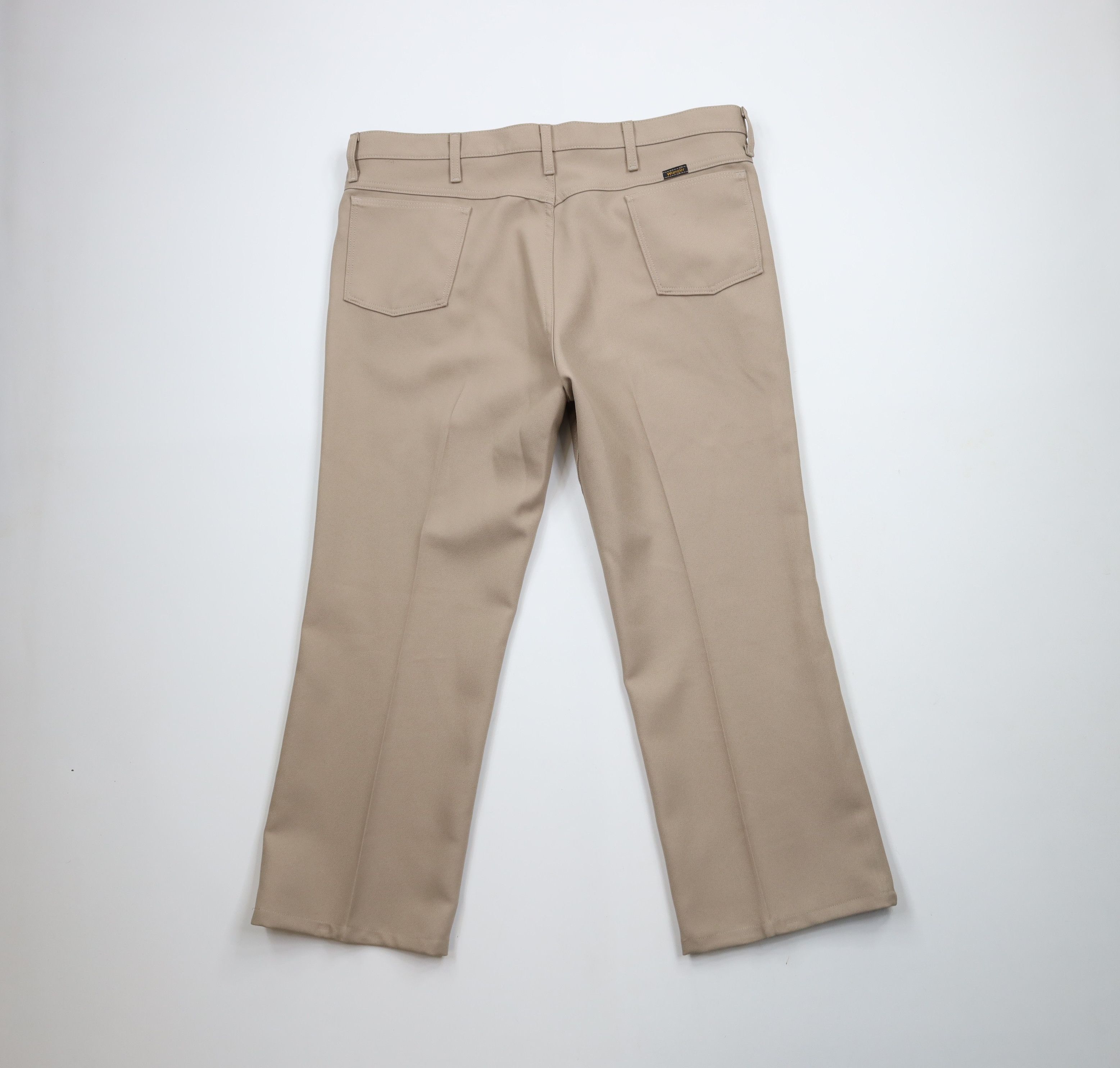 Vintage × Wrangler Vintage 90s Wrangler Knit Flared Wide Leg Chino Pants Tan Size US 42 / EU 58 - 10 Thumbnail