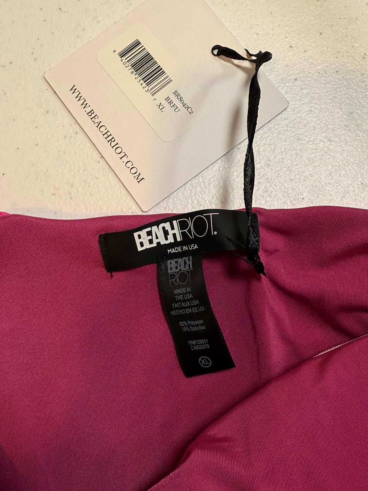 Designer BEACHROT Pink Ribbed One-Piece Swimsuit, Size XL Size ONE SIZE - 5 Thumbnail