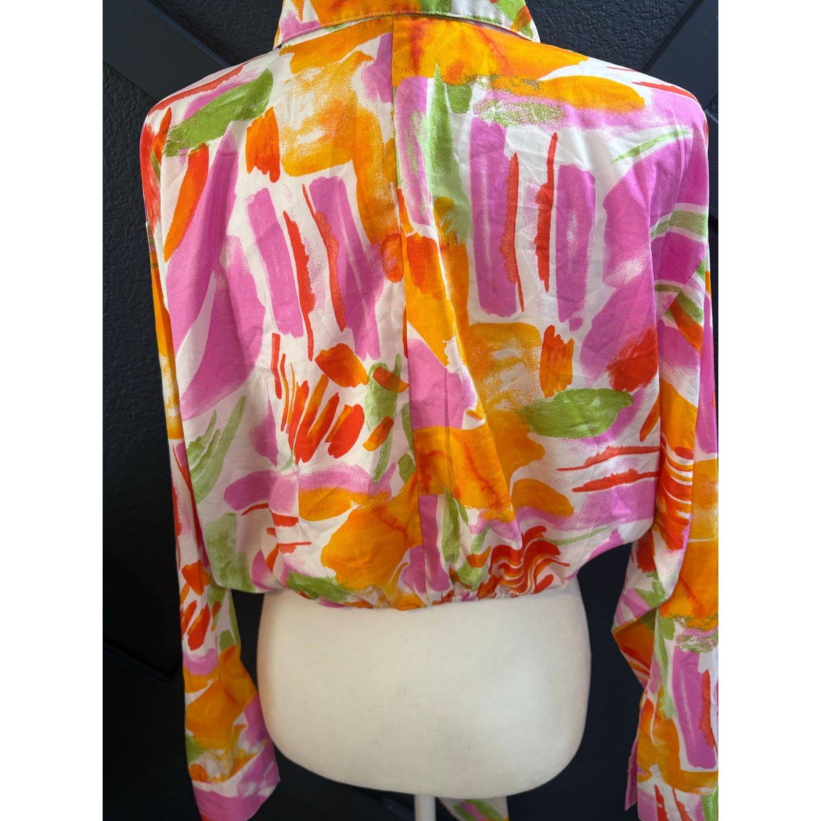 Other Thread Story Multicolor Abstract Tie Front Crop Blouse #0510 Size XL / US 12-14 / IT 48-50 - 2 Thumbnail