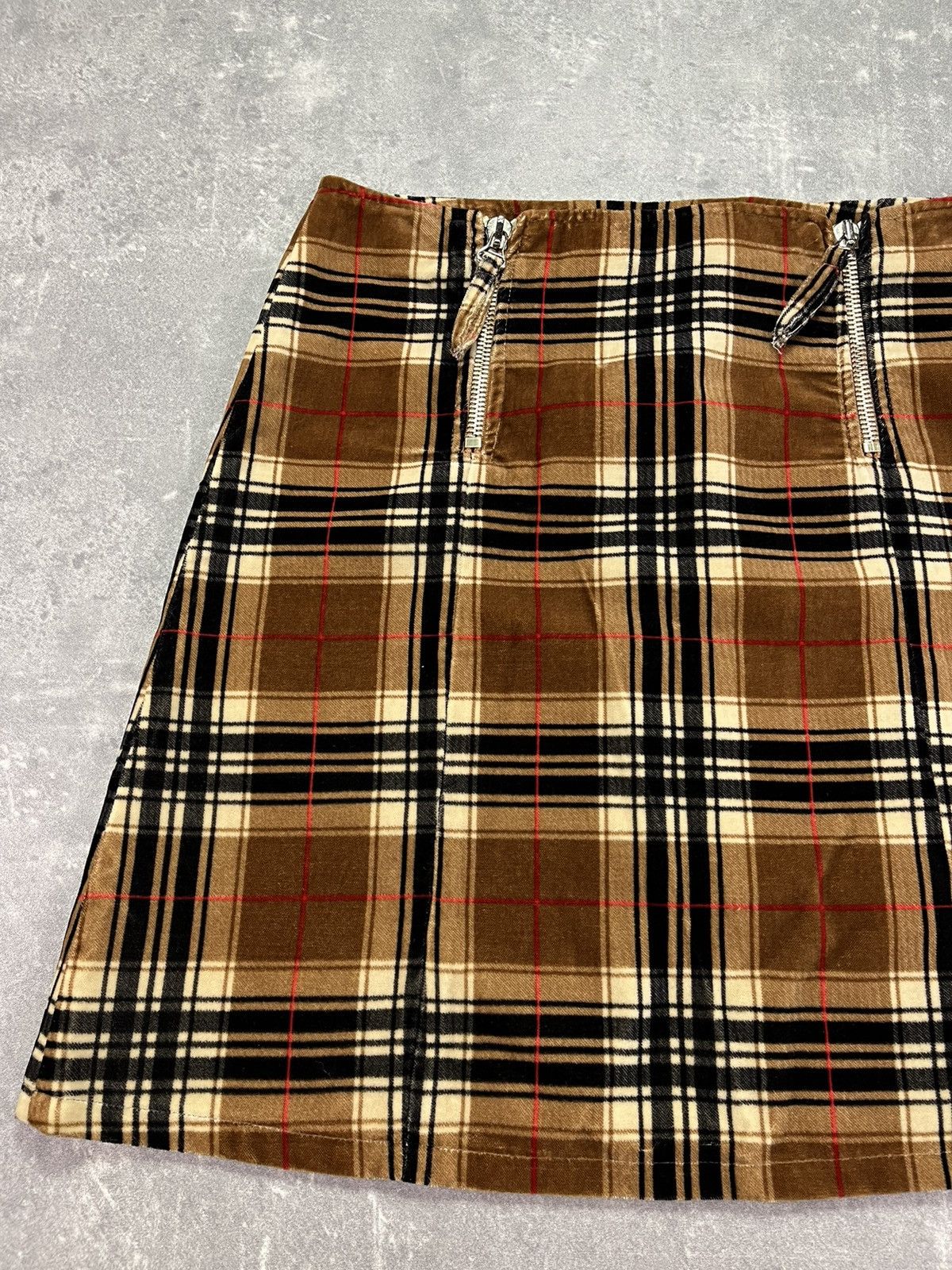Jean Paul Gaultier 00s Jean Paul Gaultier Double Zipper Checkered Velvet Skirt Size 28" / US 6 / IT 42 - 3 Thumbnail