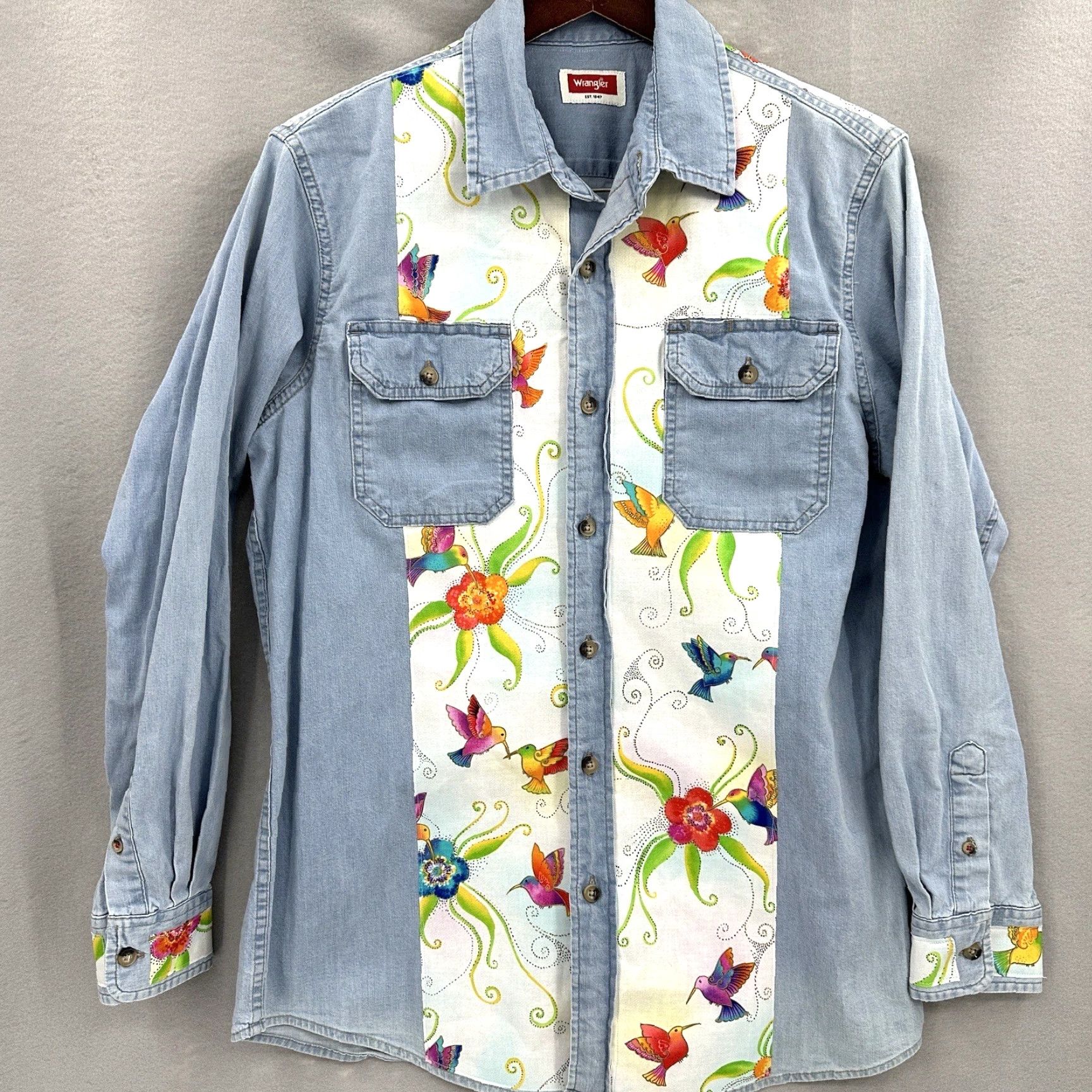 Wrangler VINTAGE Wrangler Western Denim Shirt Men’s M Custom Hummingbird Jean Cottage Core Cowboy Size US M / EU 48-50 / 2 - 2 Thumbnail