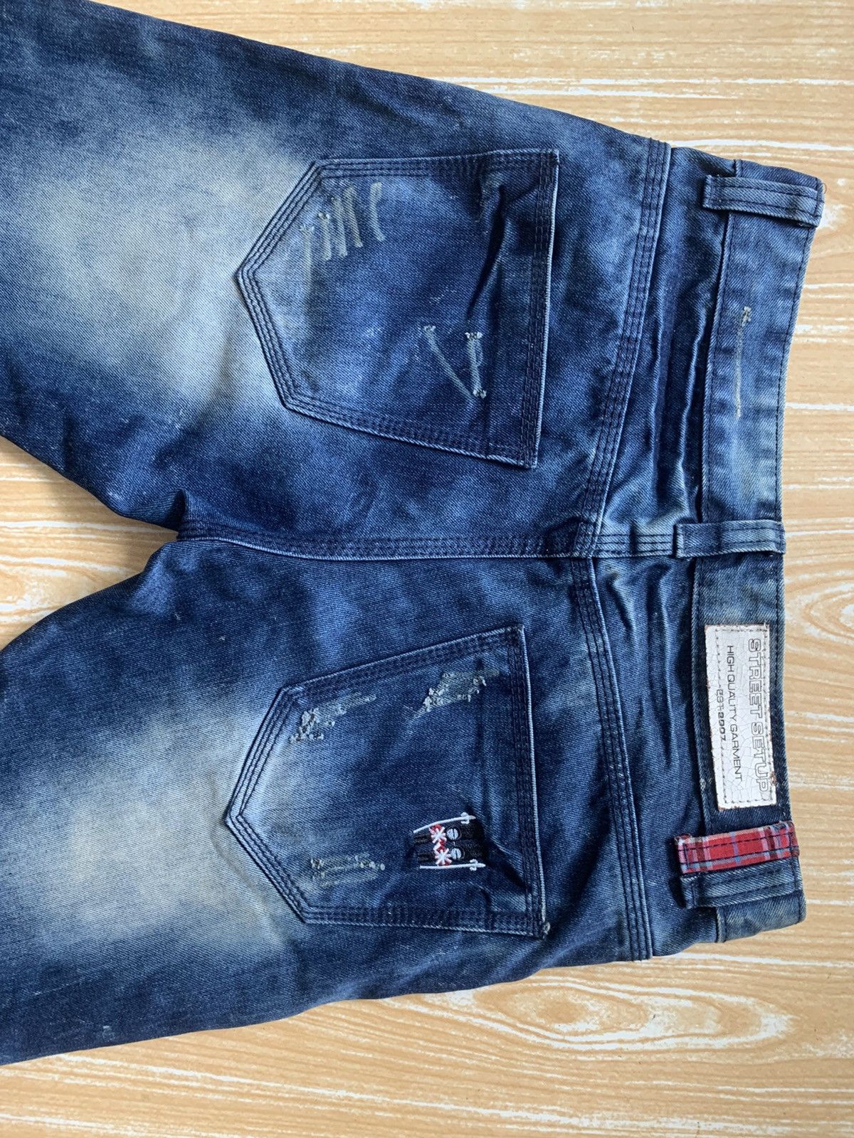 Japanese Brand Street Setup est 2007 Mud Wash Denim Jeans Pants Size US 30 / EU 46 - 15 Thumbnail