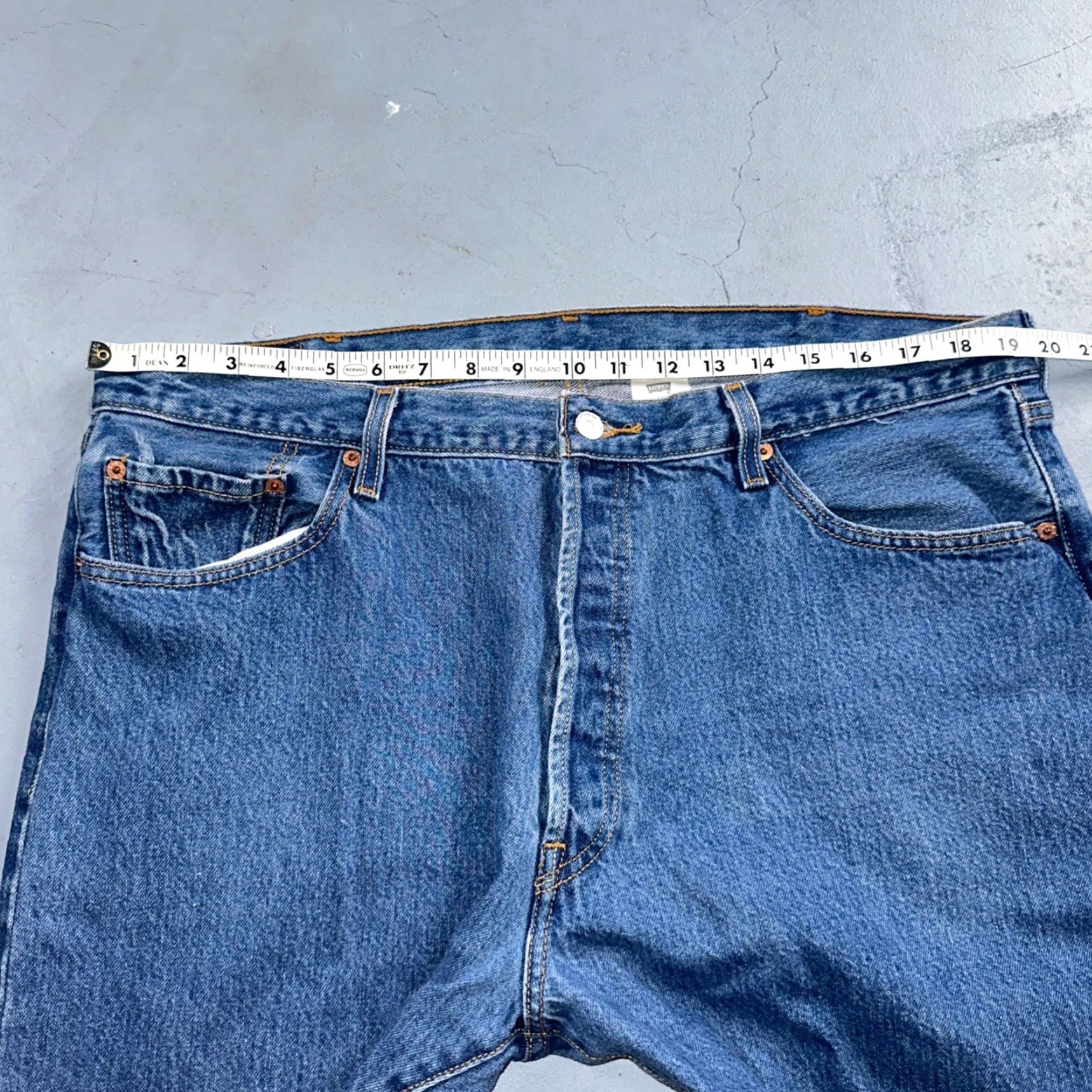 Levi's Levi's 501 Vintage Jeans Straight Denim Blue 42x32 Regular Men 90s Distressed Mid Rise 42 32 S Mid Blue Jeans Mens Levi's 501 Series 501 Size US 42 / EU 58 - 7 Thumbnail