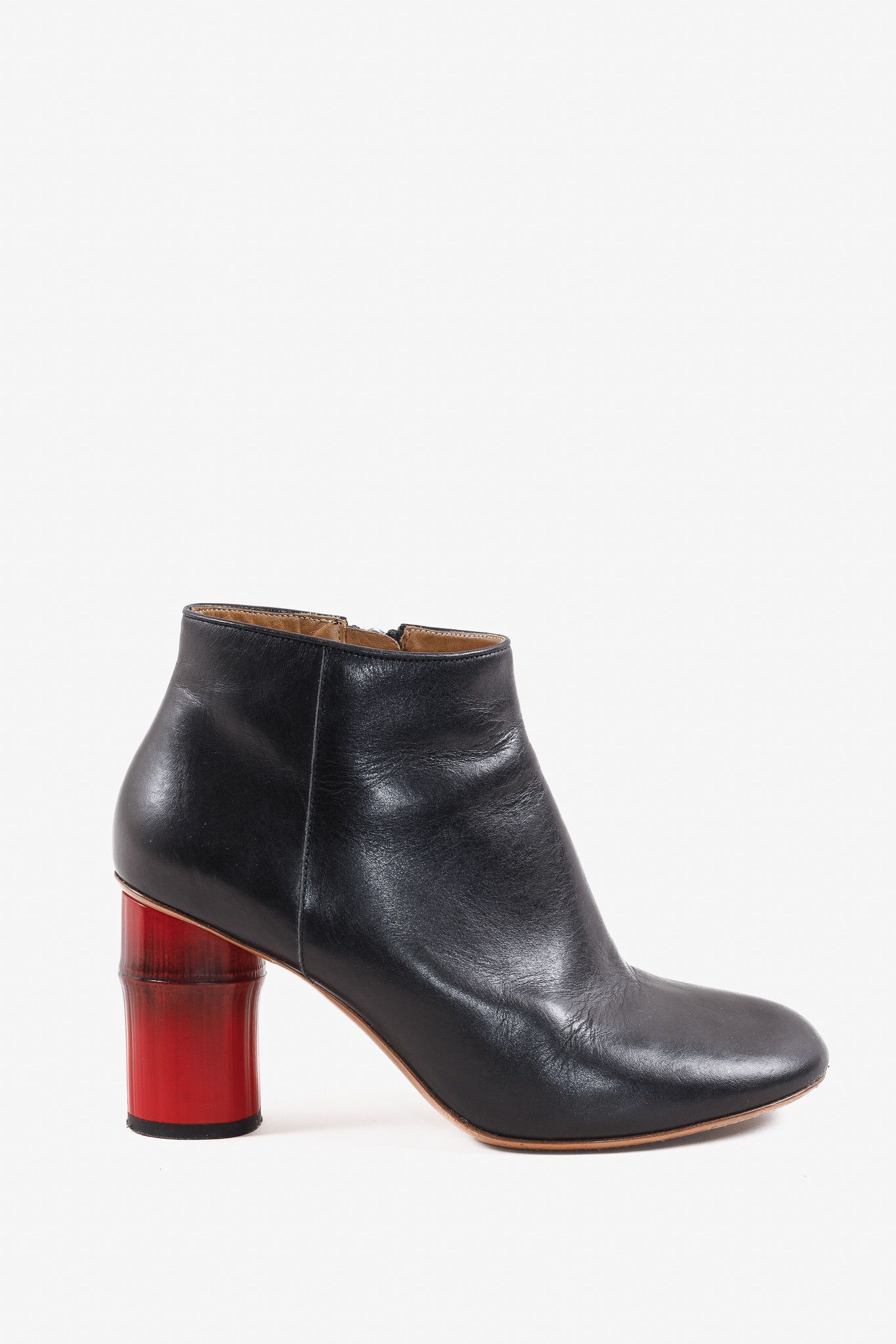 image of Acne Studios Red Bamboo Ankle Boots in Black/Red, Women's (Size 7)