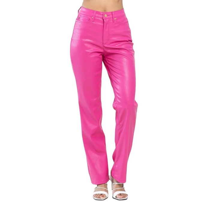 Judy Blue Judy Blue Hot Pink Faux Leather Pants Straight Leg | Grailed