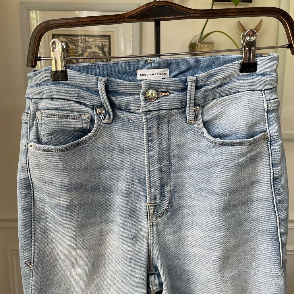 Other Good American Good Waist Distressed Jeans High Rise Blue675 Size 28" / US 6 / IT 42 - 3 Thumbnail