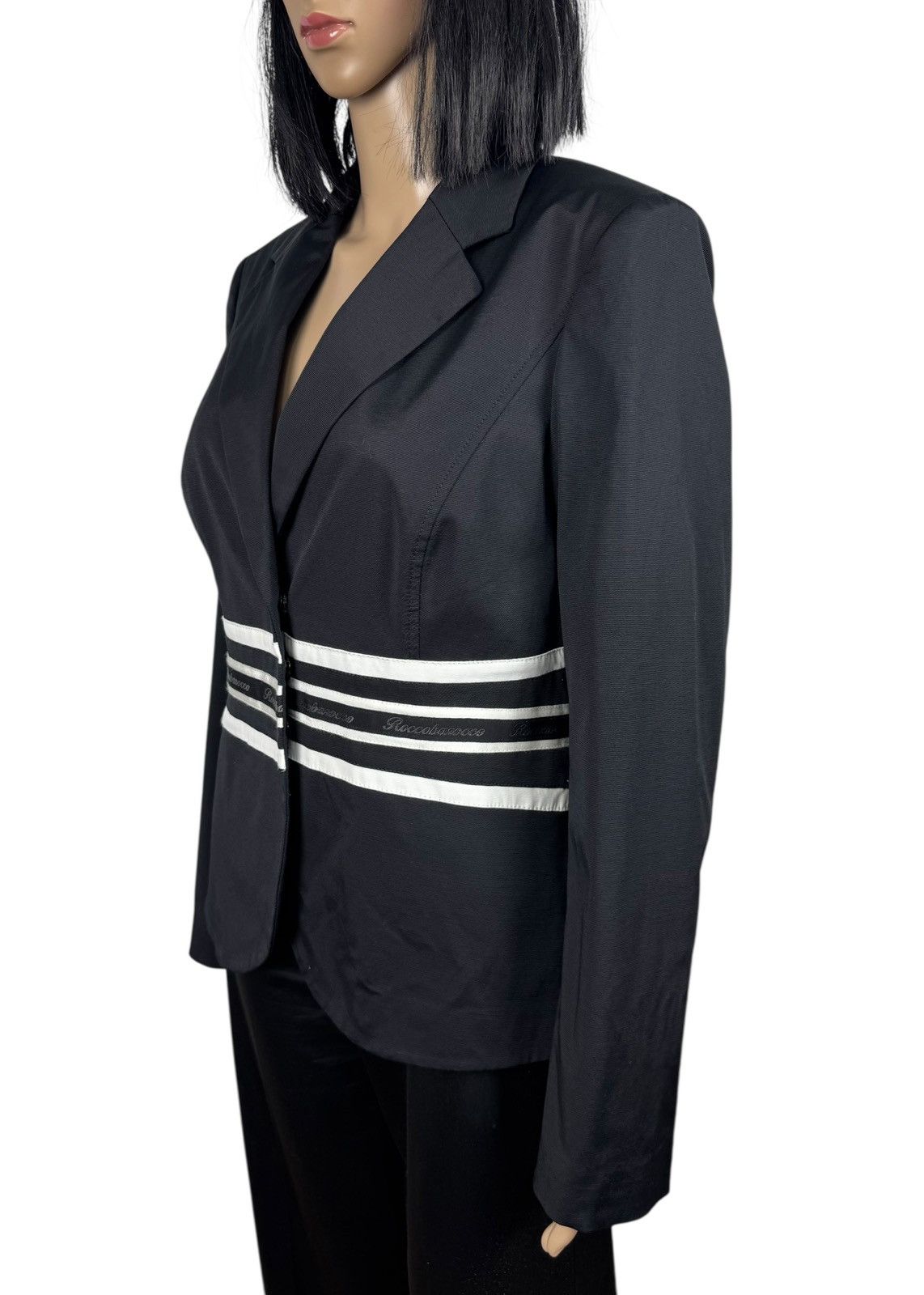 Other Roccobarocco Italy Nylon-Cotton Blazer Striped Logo NavyBlue Size XL / US 12-14 / IT 48-50 - 4 Thumbnail