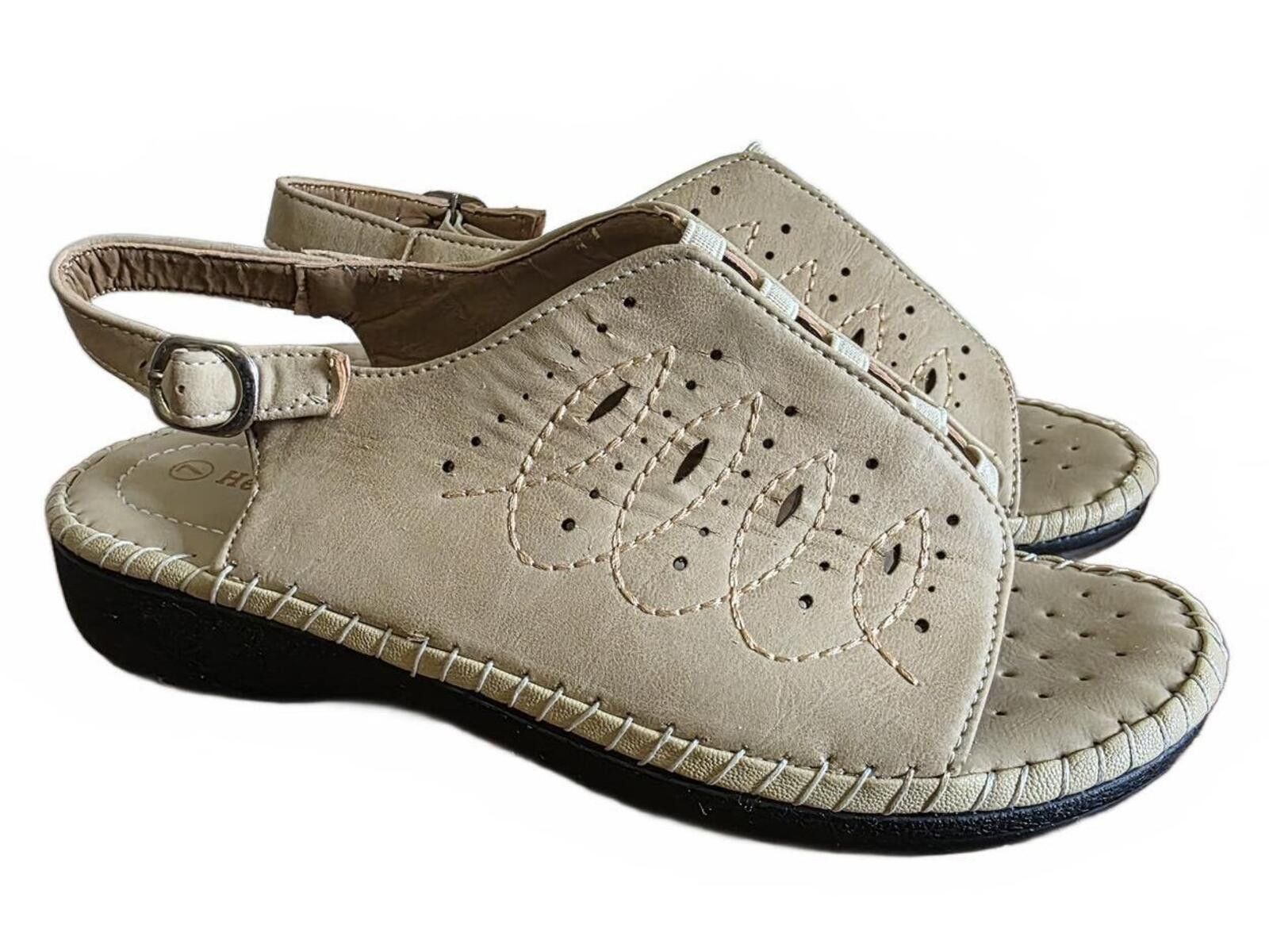 Other Henry Ferrera Beige Leather Comfort Slingback Sandals Size 7 Size US 7 / IT 37 - 2 Thumbnail