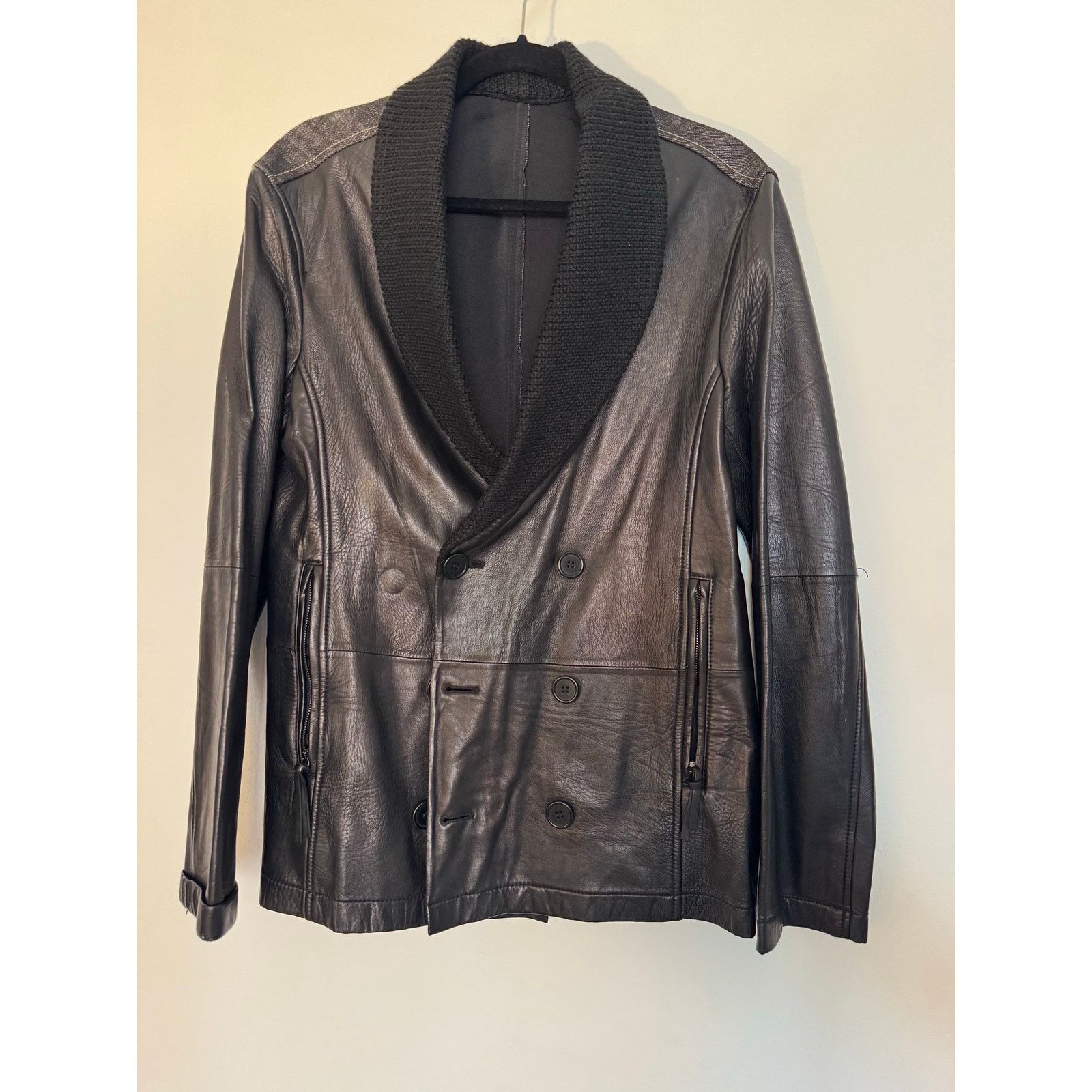 Emporio Armani Emporio Armani Leather Double Breasted Jacket with Denim Size US M / EU 48-50 / 2 - 1 Thumbnail