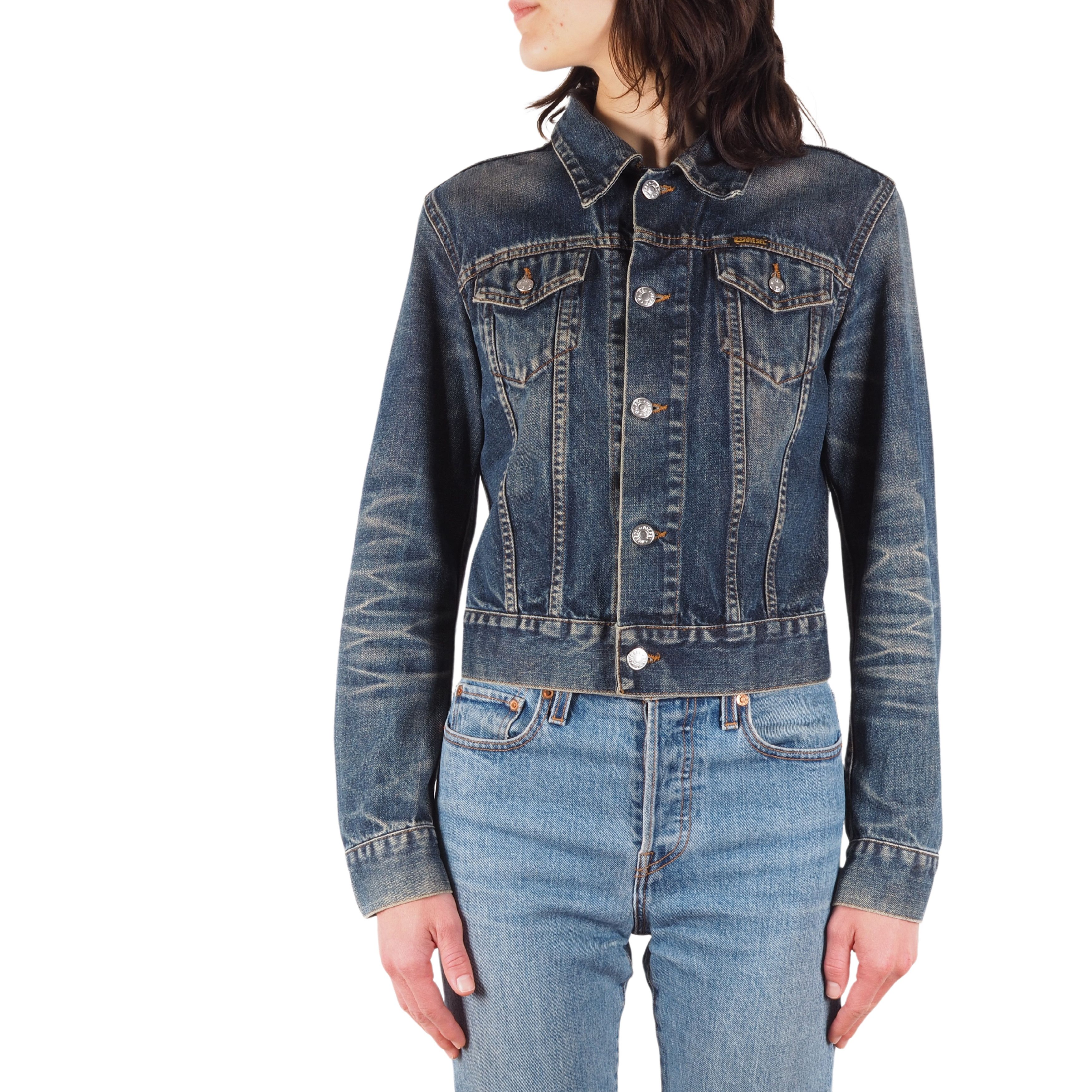Diesel × Vintage Diesel Vintage Women's Blue Denim Distress Jean Jacket Size S / US 4 / IT 40 - 1 Thumbnail