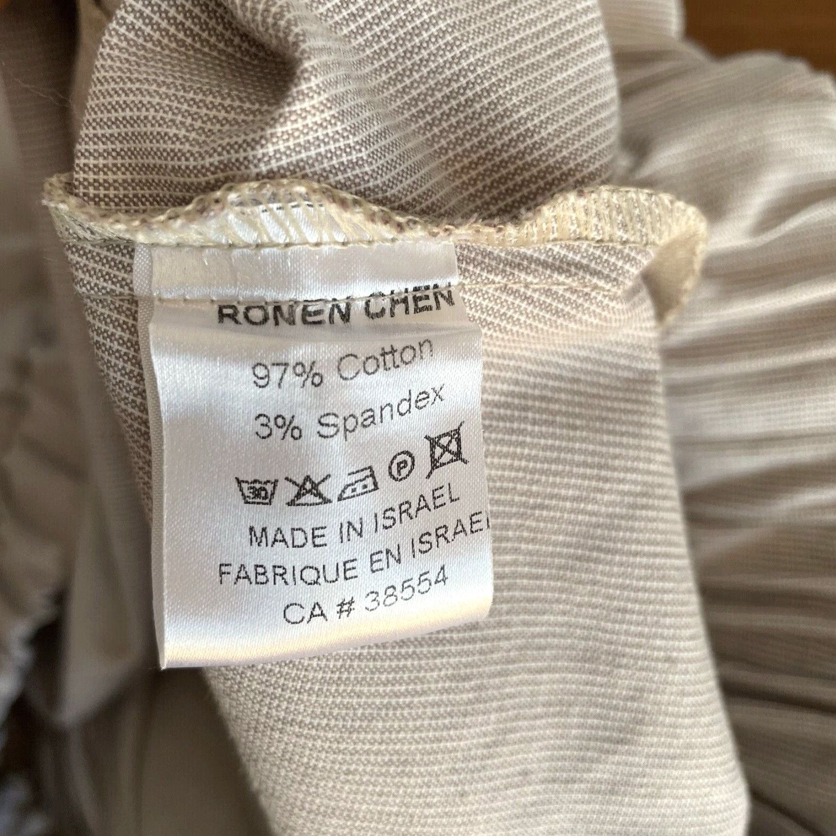 Vintage Ronen Chen Striped Midi Skirt Taupe Grey Cotton Stretch Lagenlook A-Line Women 8 Midi Size 30" / US 8 / IT 44 - 7 Thumbnail