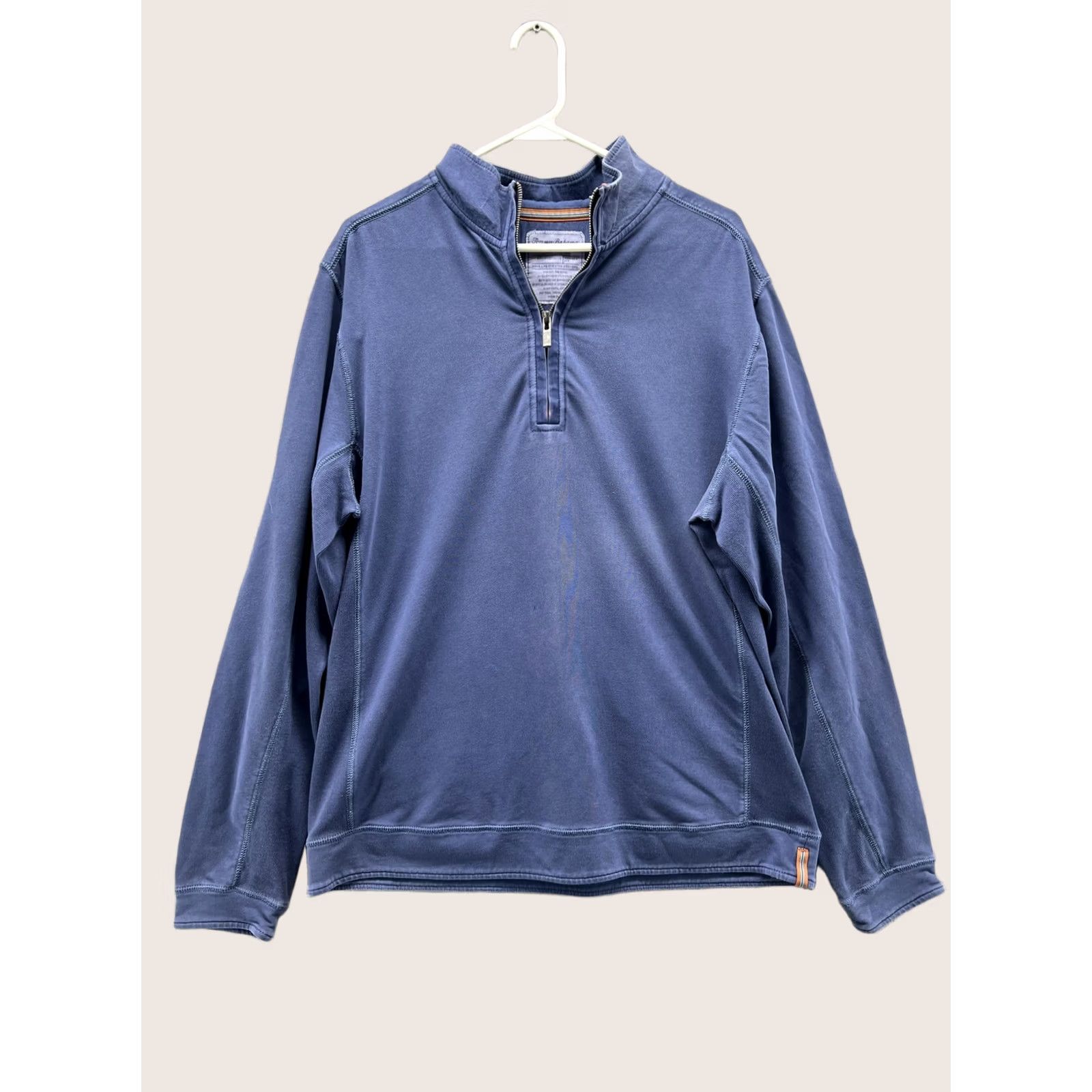 Tommy Bahama Tommy Bahama Sweater Mens L Blue 1/4 Zip Mock Neck Cotton Knit Pullover Size US L / EU 52-54 / 3 - 1 Thumbnail