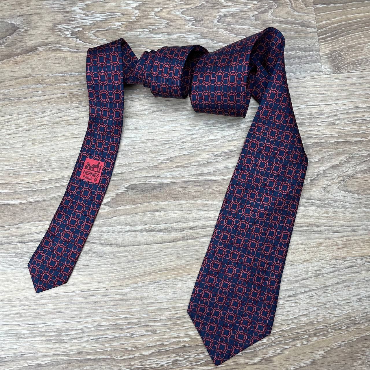 Hermes Hermes Paris Silk Tie 7478 IA Geometry Blue Size ONE SIZE - 3 Thumbnail