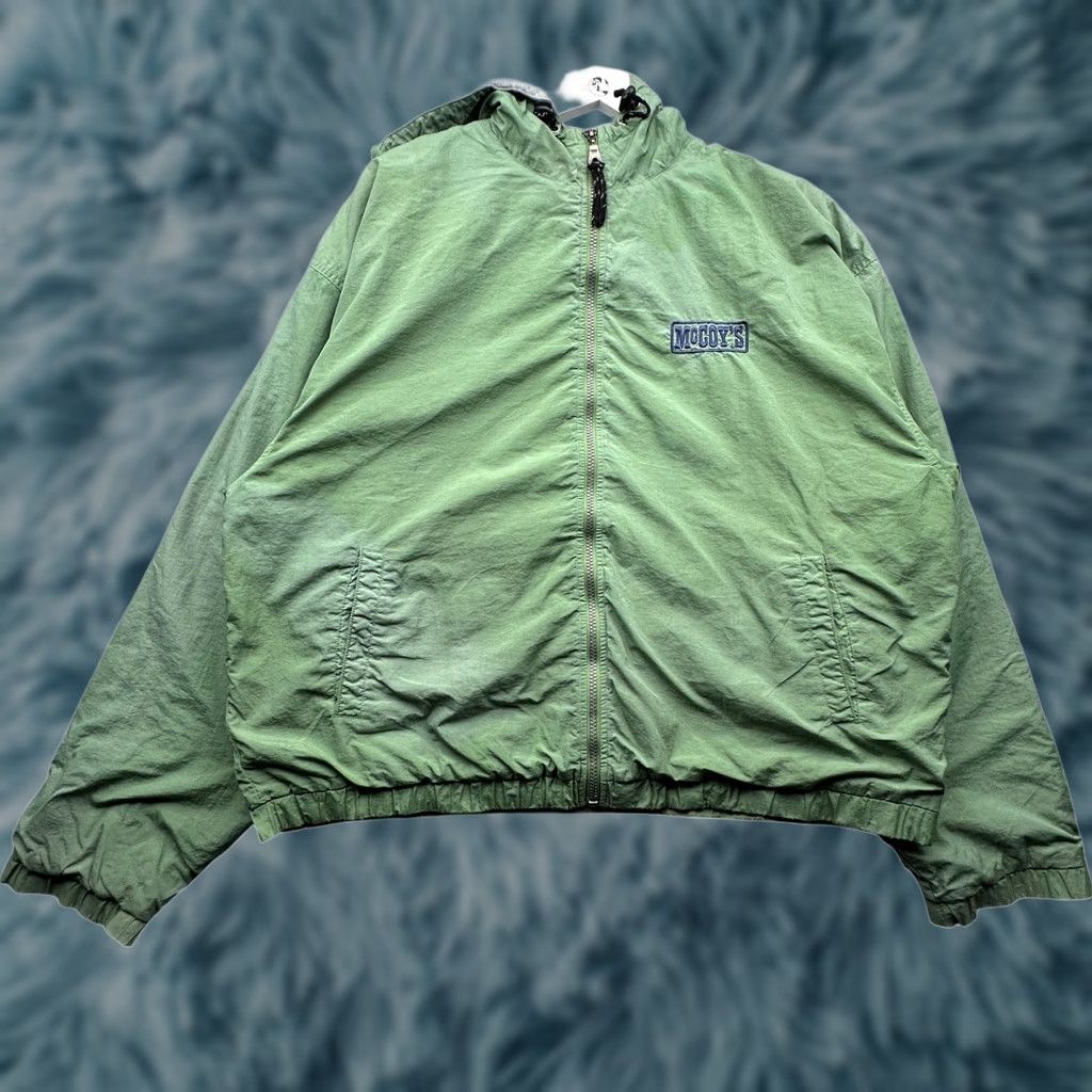 Vintage VINTAGE The Real McCoy's Lined Nylon Jacket Mens XL Green Logo Embroidered Full Zip Hooded Size US XL / EU 56 / 4 - 1 Thumbnail