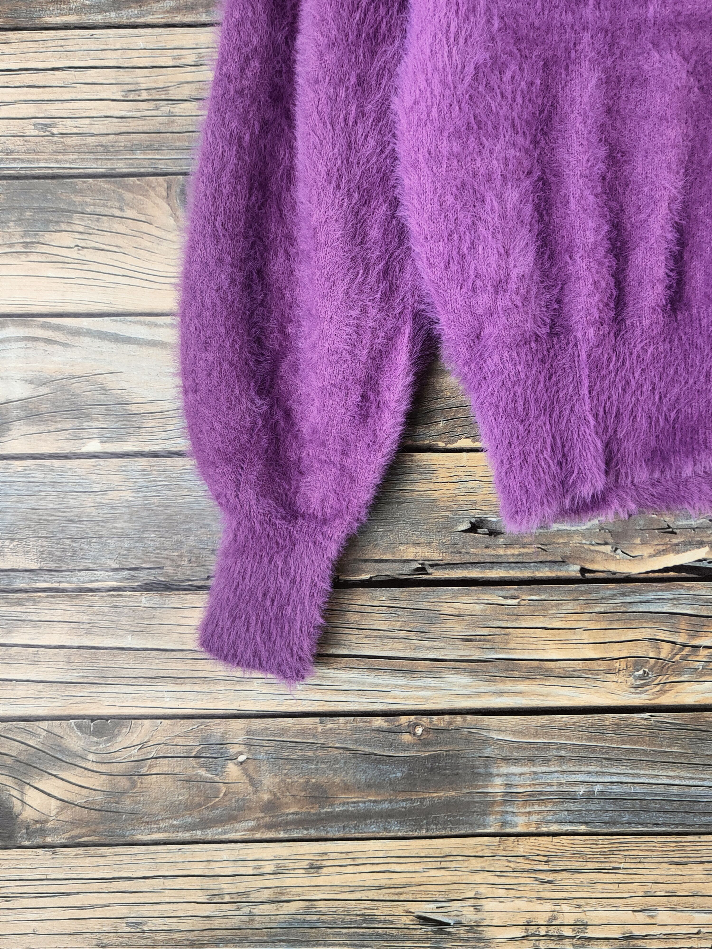 Japanese Brand DL GRL Purple Fur Mohair Knitwear #46-987 Size S / US 4 / IT 40 - 4 Thumbnail