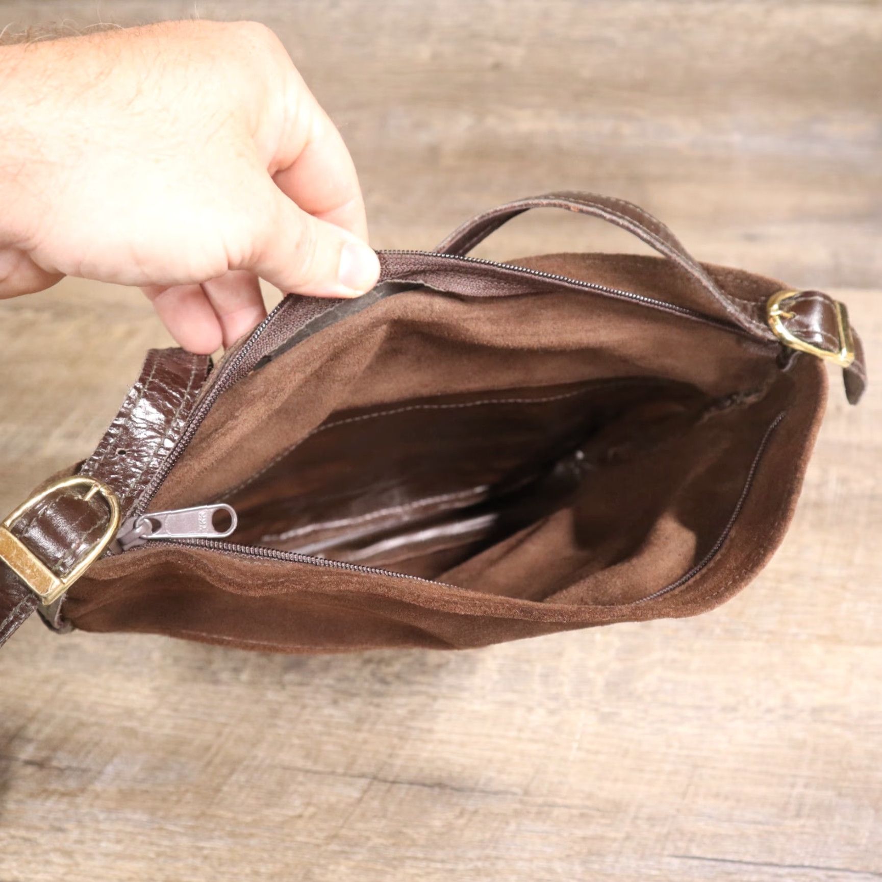 Vintage Brown Faux Leather Women's Shoulder Bag Zip Purse Satchel Small Lined Brown Purse Womens Shoulder Bag Purse Size ONE SIZE - 3 Thumbnail
