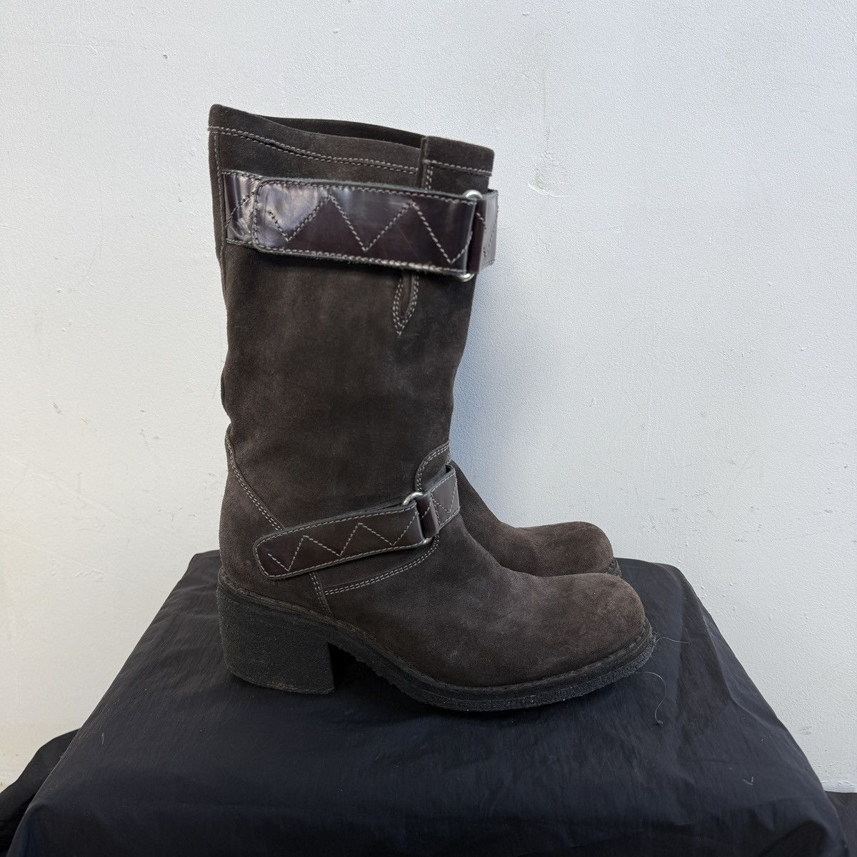 If Six Was Nine Vintage Western Suede Leather Boots With Straps Detail Size US 9 / IT 39 - 1 Thumbnail