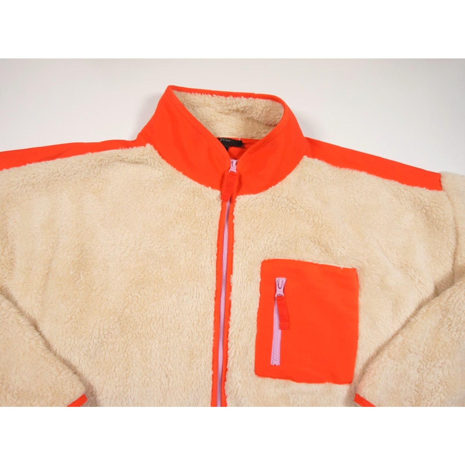 J.Crew VINTAGE JCrew Jacket Womens Large Beige Fleece Sherpa Plush Full Zip Outdoors Ladies Size L / US 10 / IT 46 - 2 Thumbnail