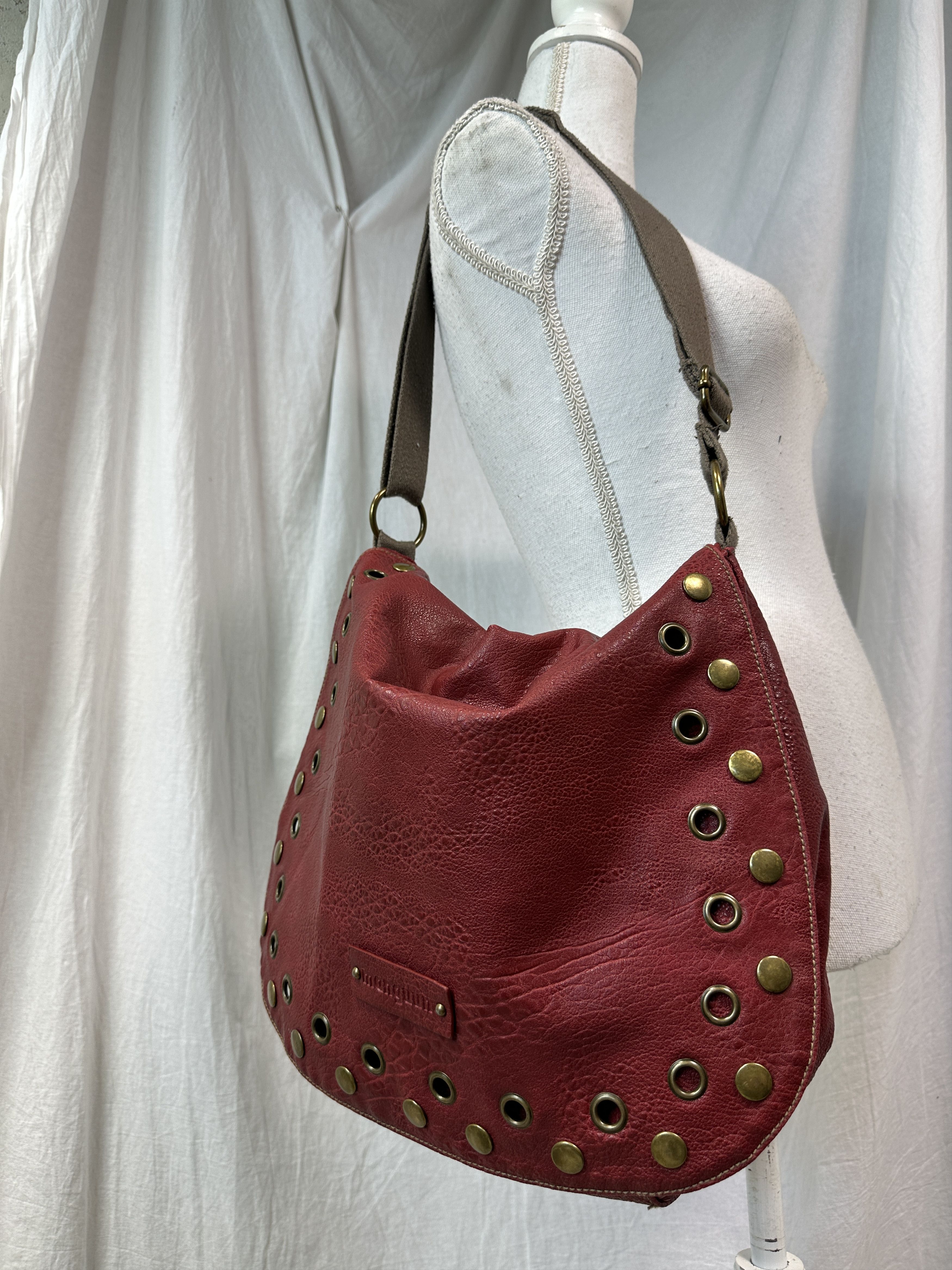 Vintage Vintage Leather Cherry Red Eyelets Bag Y2K Size ONE SIZE - 3 Thumbnail