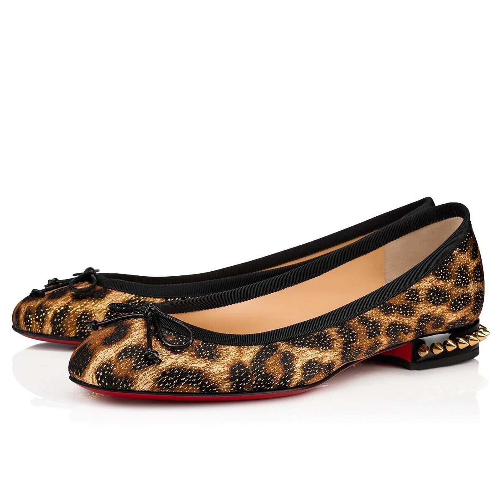 Christian Louboutin La Massine Black Gold Leopard Spike