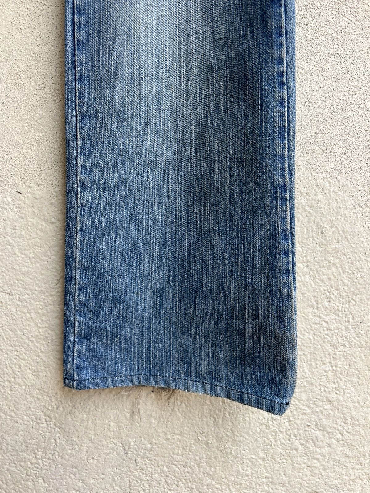 Japanese Brand Rupert Japan Double Waist Fade Mud Blue Denim Flare Jeans Size US 34 / EU 50 - 10 Thumbnail