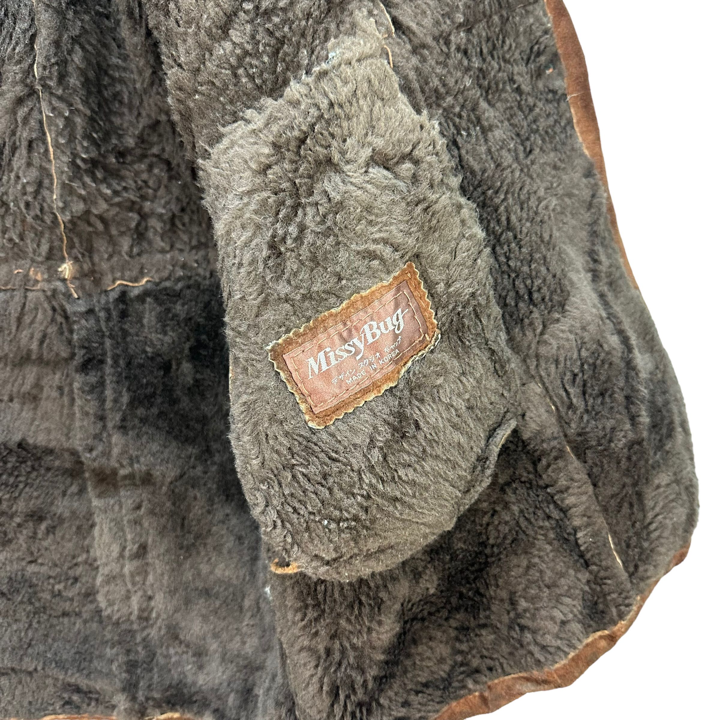 Vintage MISS BUG SHEEPSKIN SUEDE LEATHER COAT JACKET #8389-007 Size M / US 6-8 / IT 42-44 - 8 Thumbnail