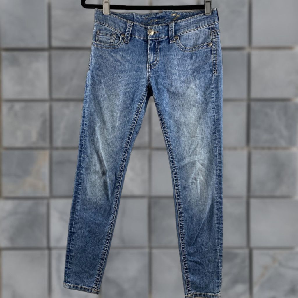 Vintage Seven7 Womens Jeans Jegging Distressed Denim 28 Blue Embroidered 5-Pocket Stretch Denim Jeans Women Regular Size 28 Size 28" / US 6 / IT 42 - 1 Thumbnail