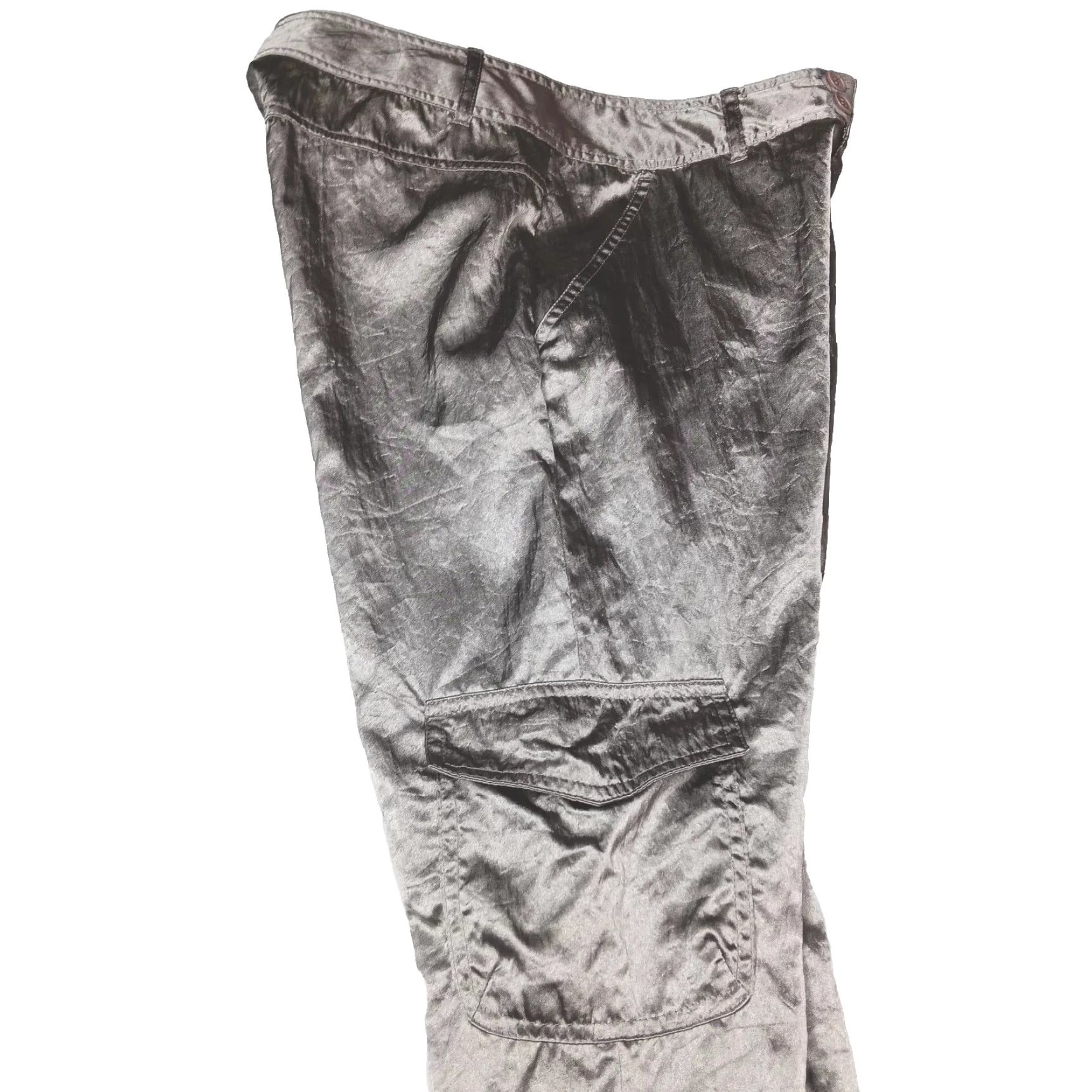 Vintage VINTAGE City Streets Cargo Pants Size 7 Shimmery Silver Nylon Bootcut Womens Size 28" / US 6 / IT 42 - 7 Thumbnail