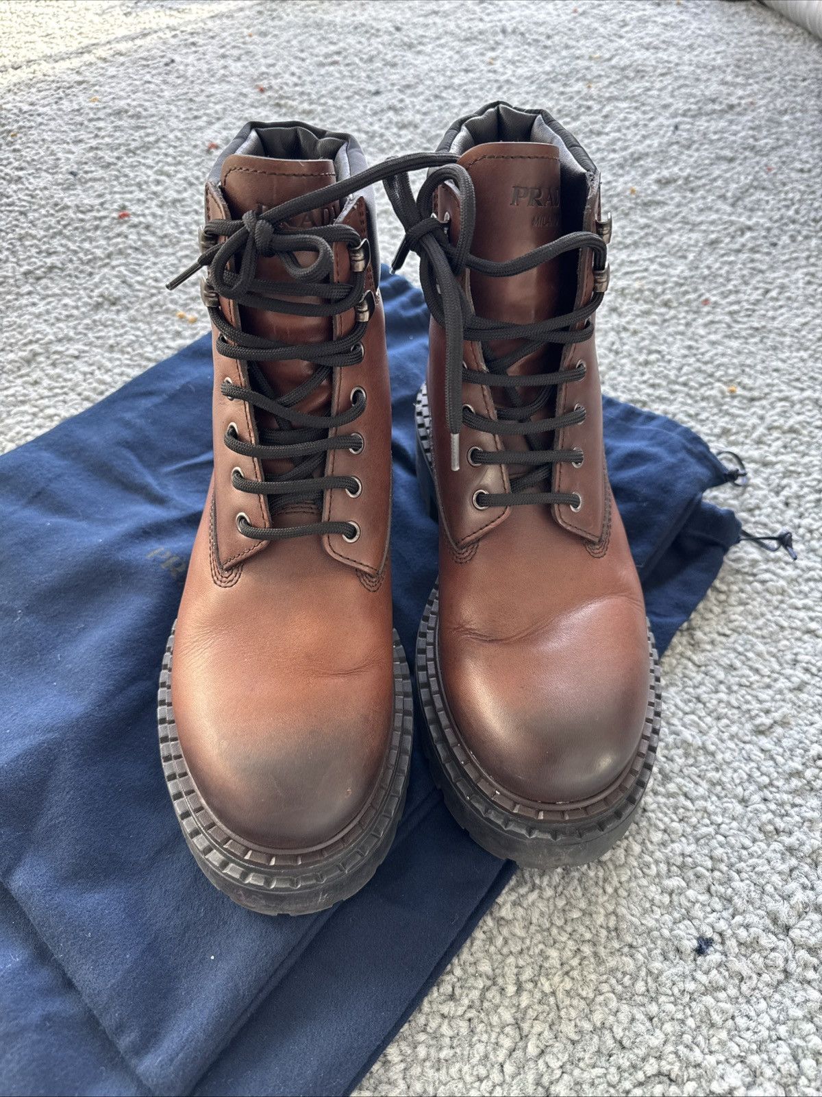 Prada Prada Re-Nylon Leather Work Boots Size US 8.5 / EU 41-42 - 2 Thumbnail