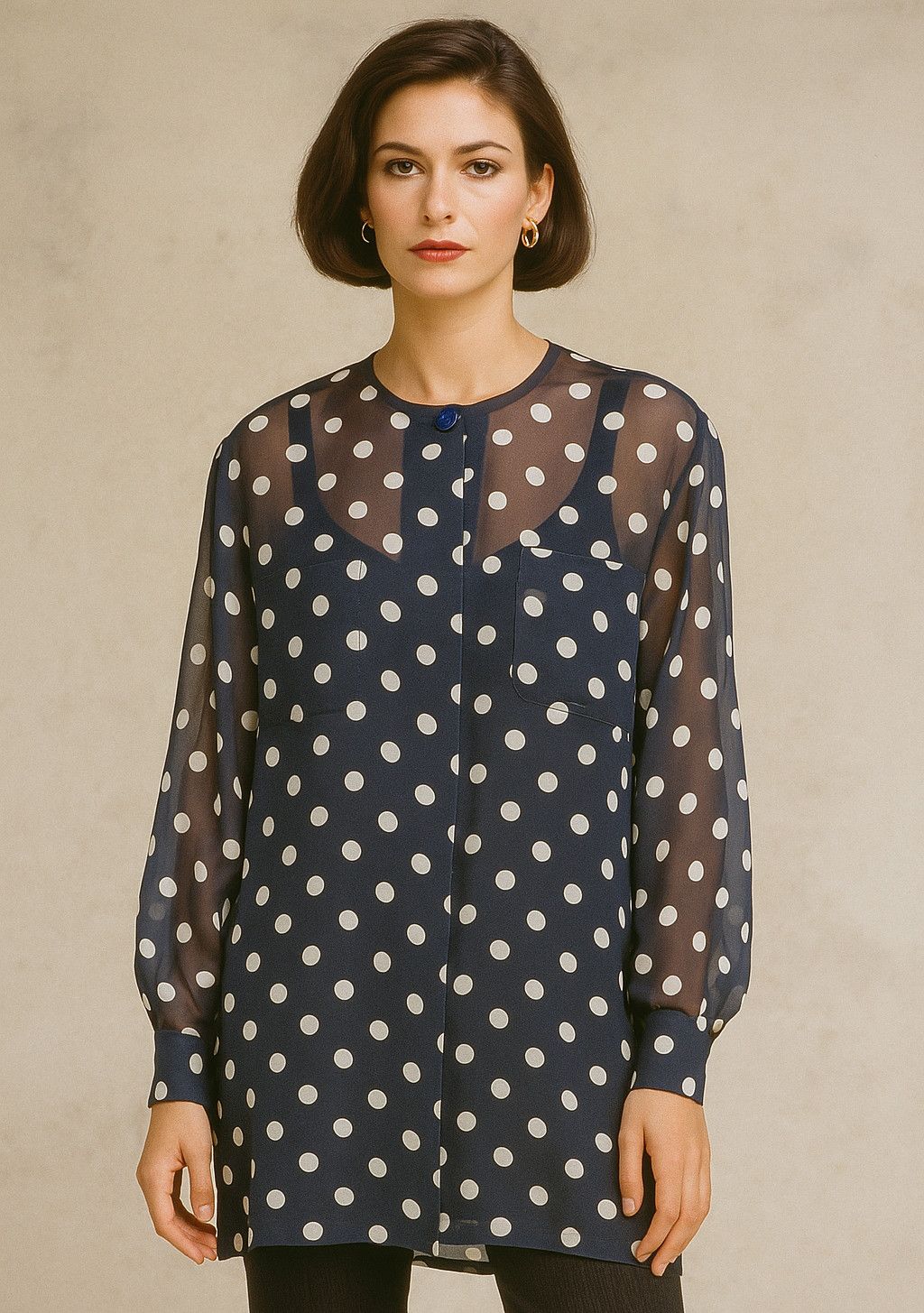 Celine 1990’s Celine Polka Dot Blouse Size ONE SIZE - 1 Thumbnail