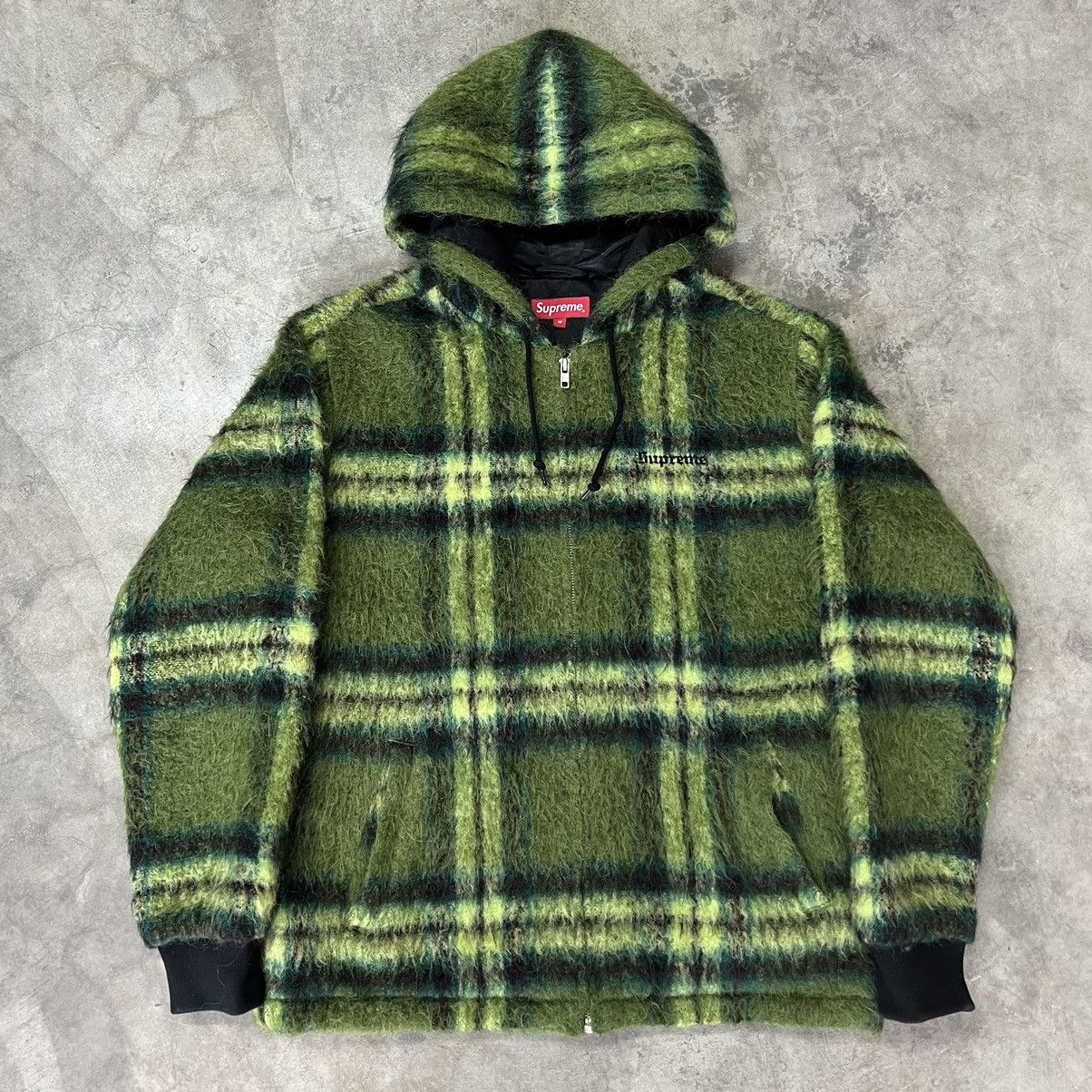 image of Hypebeast x Supreme F/w ‘16 Green Mohair Full-Zip Jacket, Men's (Size Medium)