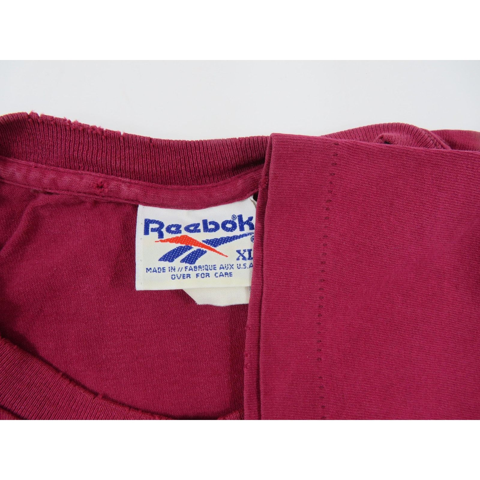 Reebok Reebok T-Shirt, Maroon Gray Embroidered Logo, Sz XL 1990s Size US XL / EU 56 / 4 - 4 Thumbnail