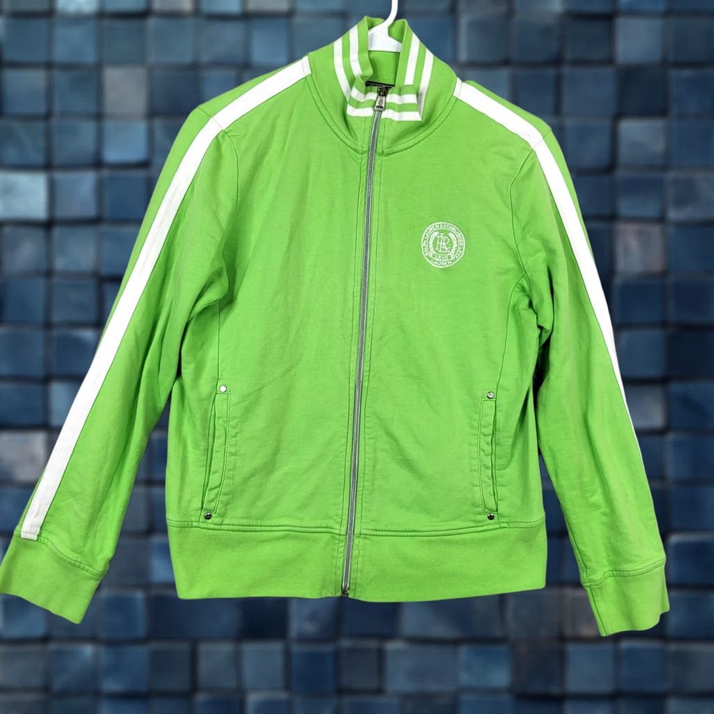 Ralph Lauren Ralph Lauren Women's Sweatshirt 100% Cotton Green/white Full Zip Size L Regular Fit Crew Neck Pullover Casual Size L / US 10 / IT 46 - 1 Thumbnail