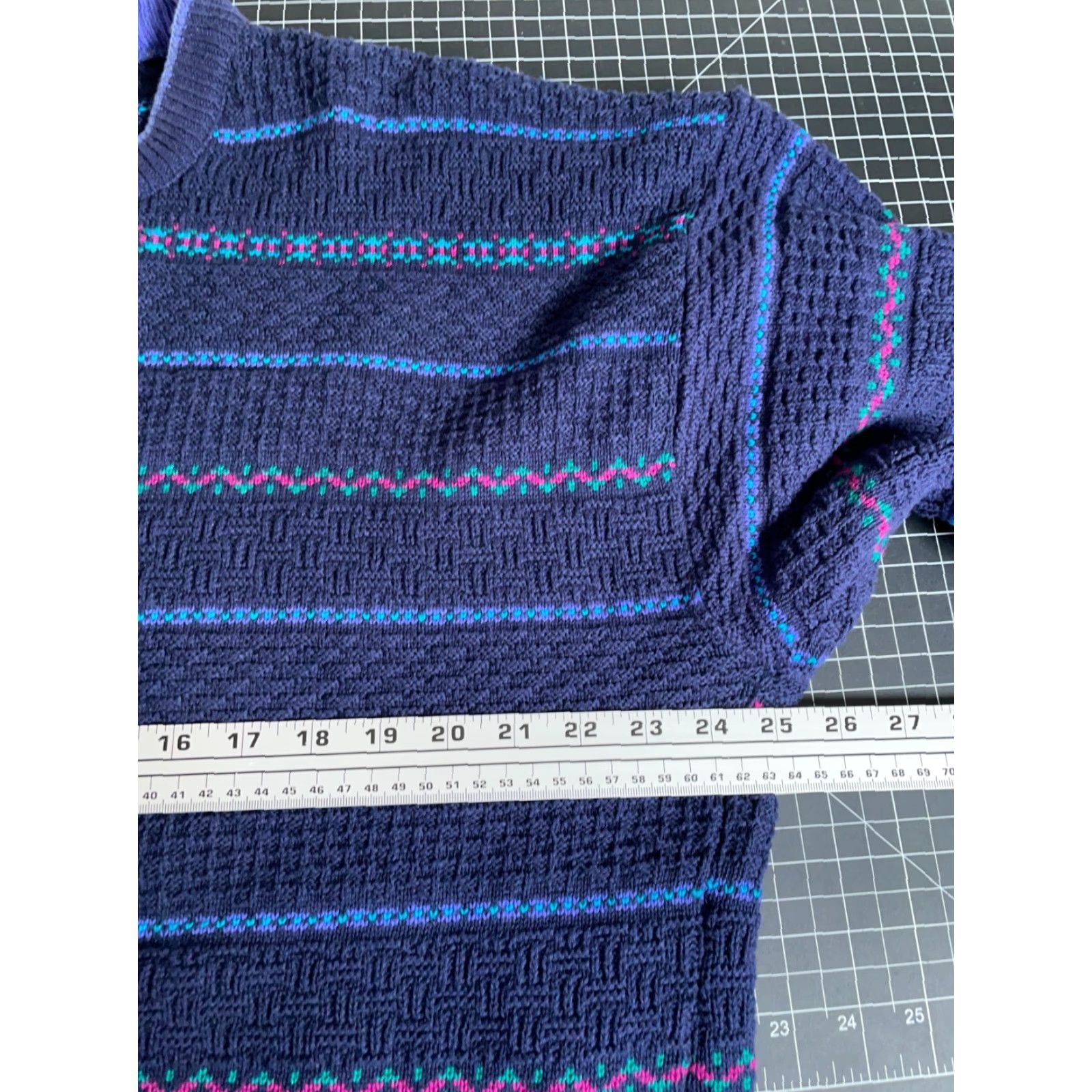 Vintage VINTAGE Isle of Cotton Men's XL Blue Striped Chunky-Knit Crewneck Sweater Size US XL / EU 56 / 4 - 5 Thumbnail