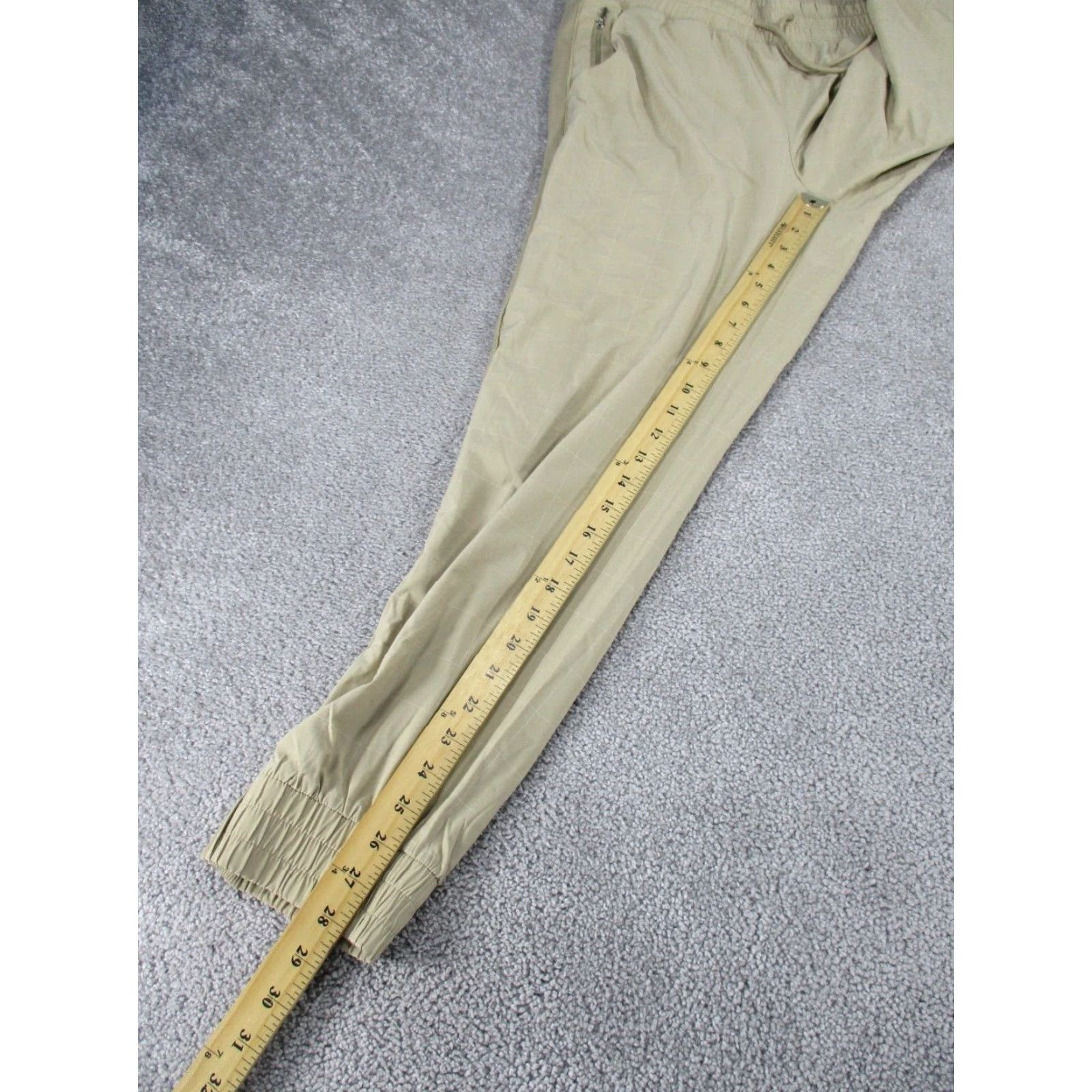 Athleta Athleta Joggers Womens 12 Beige Windowpane Textured Lightweight Brookyln Size 34" / US 12 / IT 48 - 3 Thumbnail