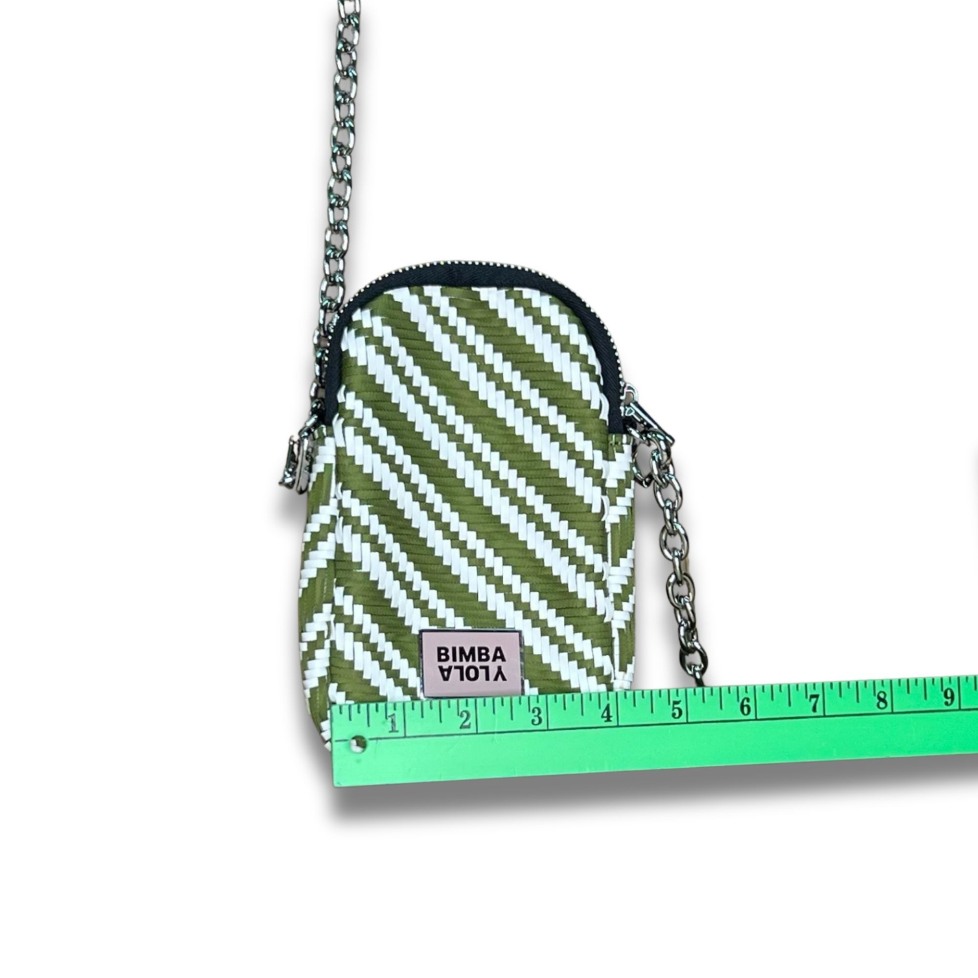 BIMBA Y LOLA Bimba Y Lola Green & White Striped Crossbody Bag With Chain Size ONE SIZE - 8 Thumbnail