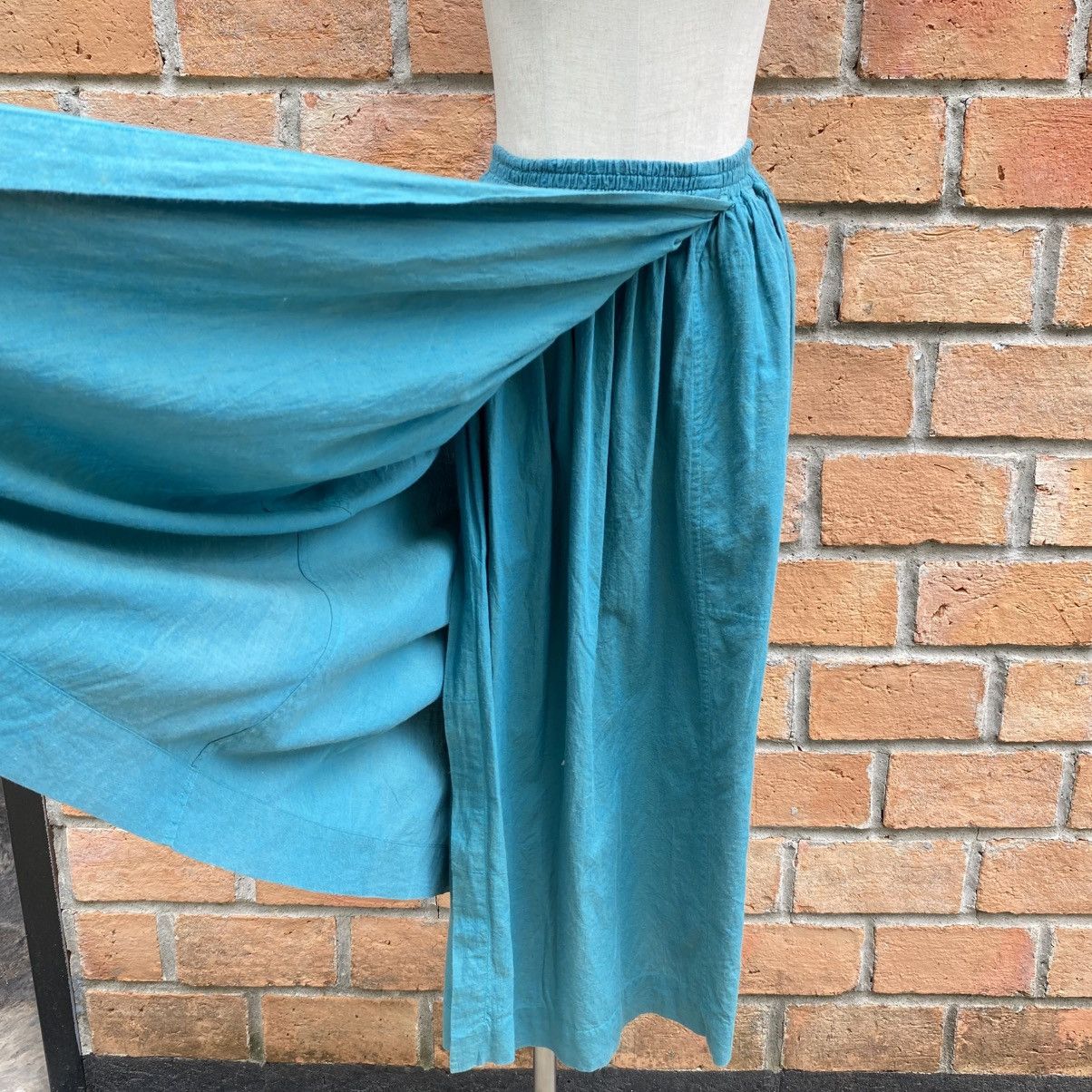 Issey Miyake Plantation Teal Cotton Midi Skirt Size 25" / US 0 / IT 36 - 15 Thumbnail