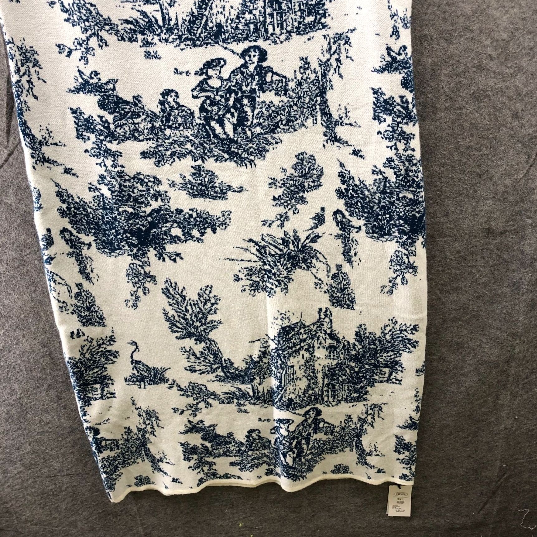 Cider Cider Toile de Jouy Knit Tank Sweater Dress 3XL White Blue Cami Midi NWT Size XXL / US 16-18 / IT 52-54 - 4 Thumbnail