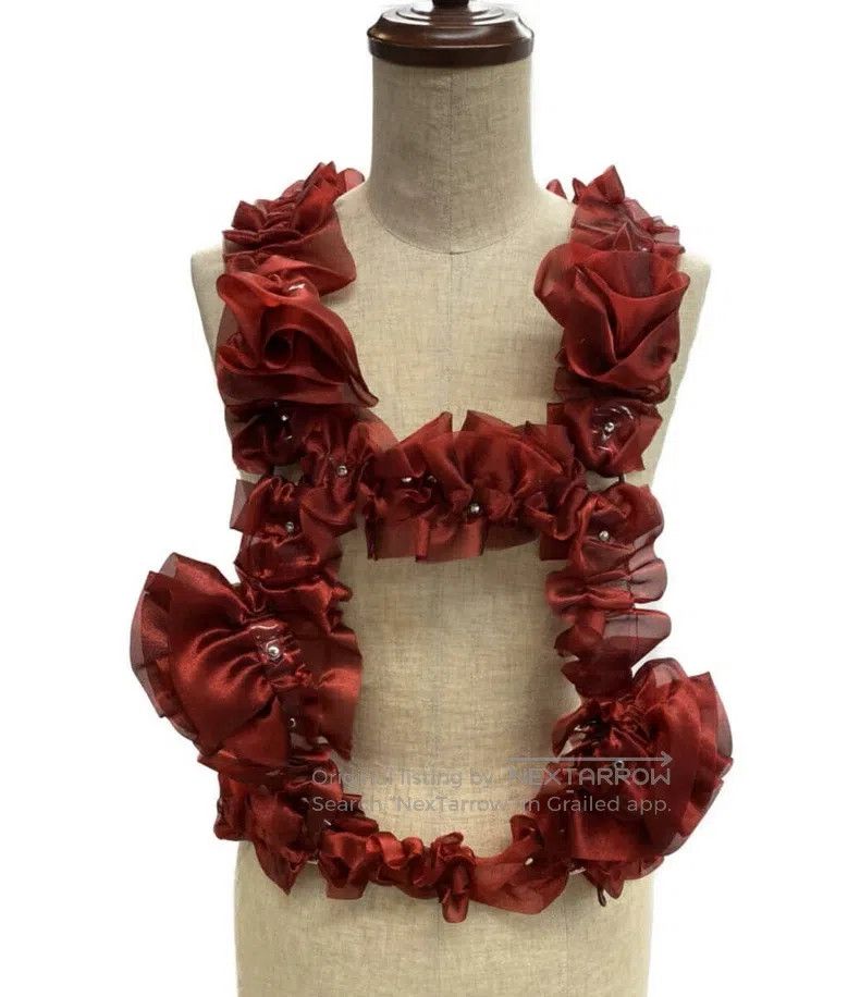 Comme des Garcons Red vintage lace trimmed top