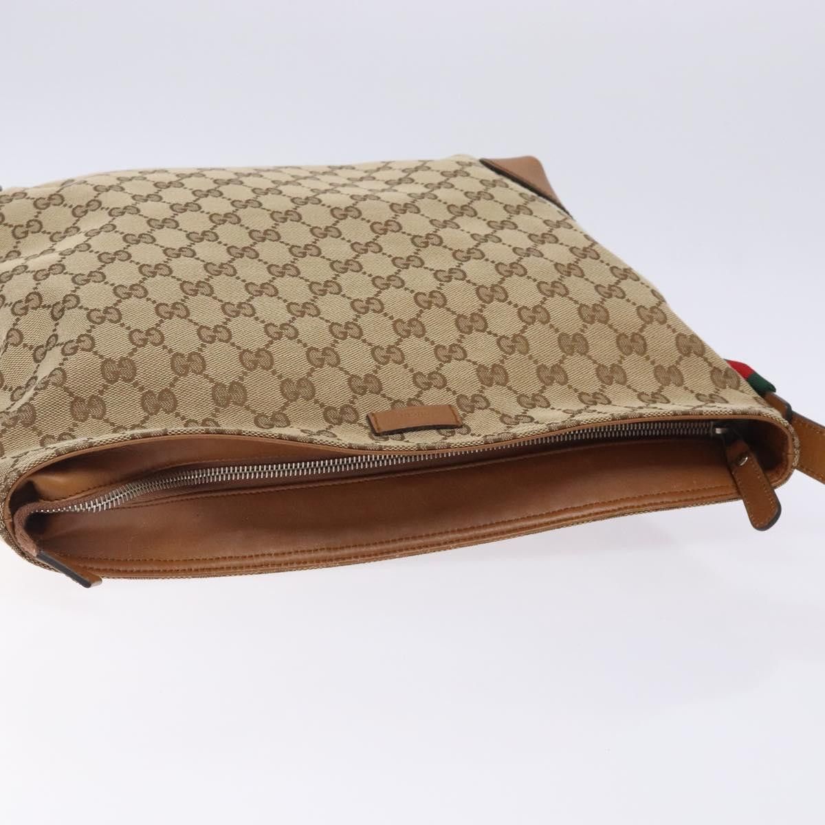 Gucci GUCCI GG Canvas Web Sherry Line Shoulder Bag Beige Silver Size ONE SIZE - 6 Thumbnail