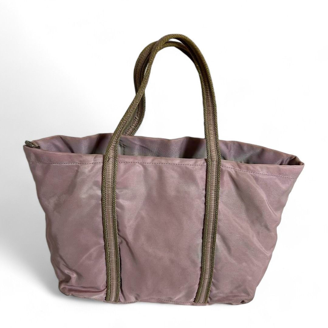 Prada Prada - Pink Nylon Handbag Brown Leather Size ONE SIZE - 2 Thumbnail