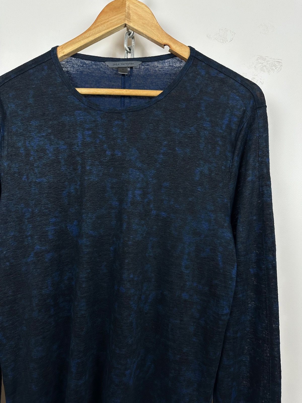 John Varvatos John Varvatos Linen Crewneck Black/Blue Long Sleeve T-Shirt Size US M / EU 48-50 / 2 - 6 Thumbnail