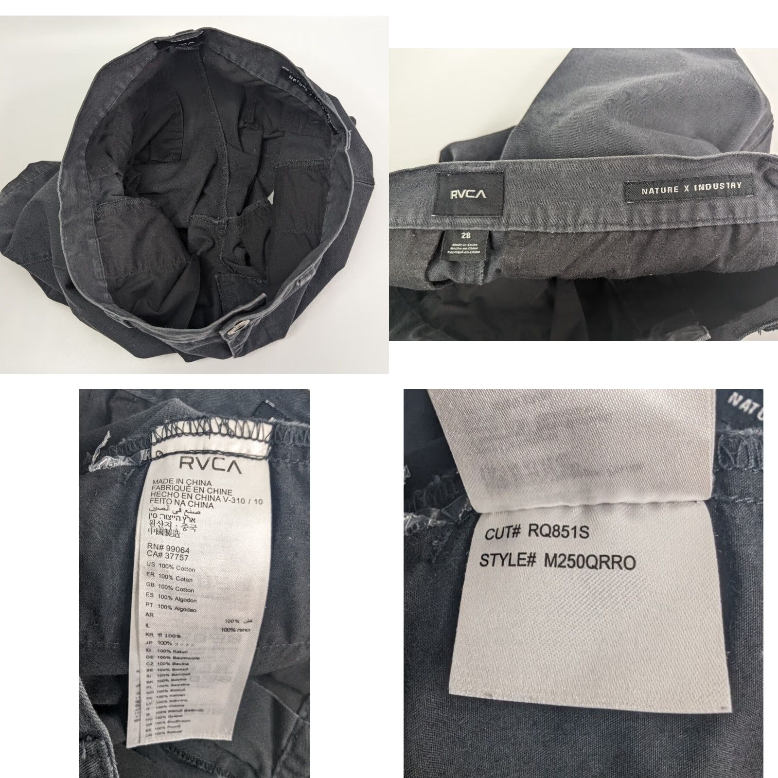 RVCA RVCA Chino Shorts Men 28 Black Slim Short - Casual, Travel, Workwear, Beach City Pattern Solid Button Zipper Logo Size US 28 / EU 44 - 8 Thumbnail