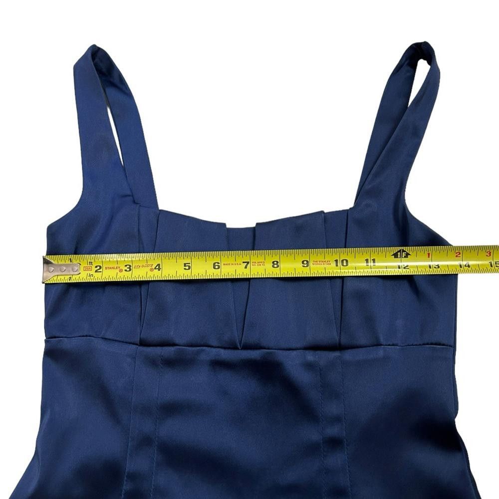 Designer David Meister l Navy Satin Cocktail Dress Size 2 Size XS / US 0-2 / IT 36-38 - 4 Thumbnail