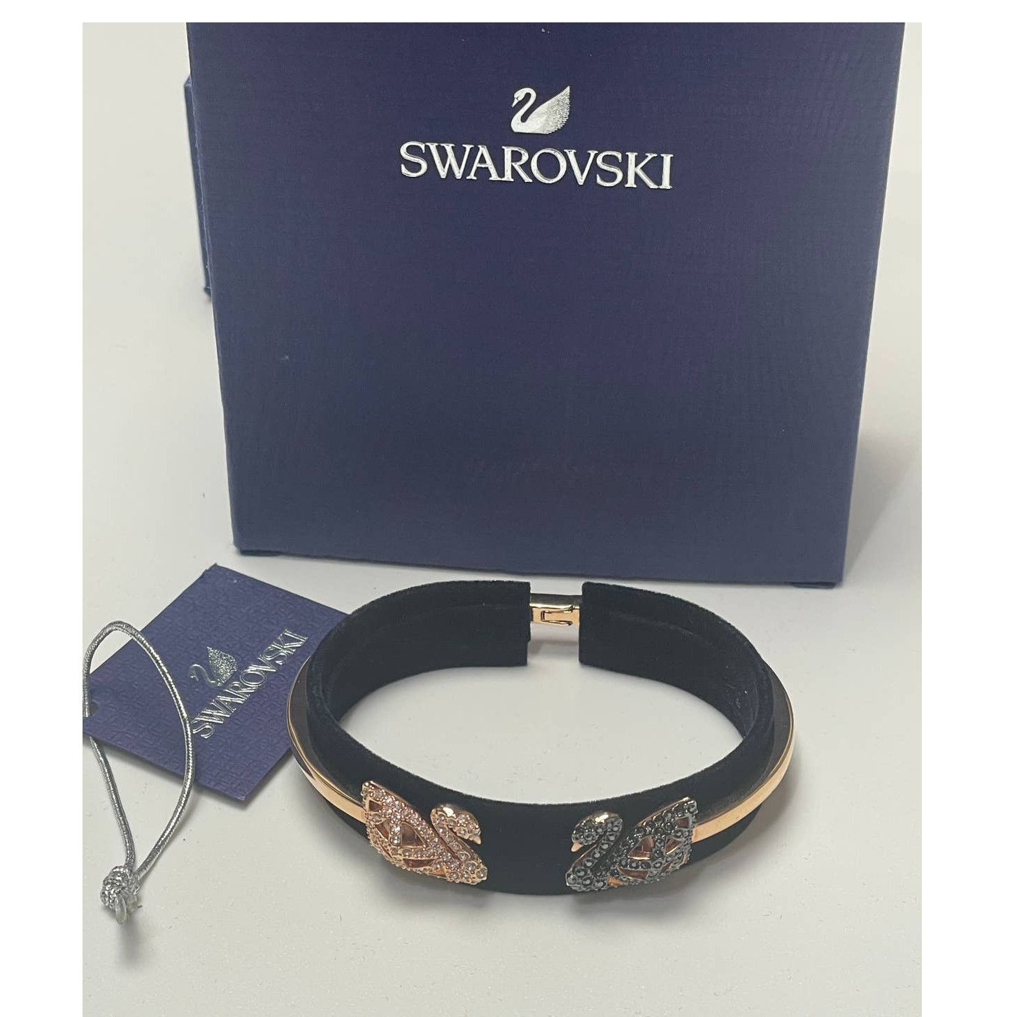 image of Swarovski Facet Swan Bangle Bracelet Multi Color, Size M, Women's